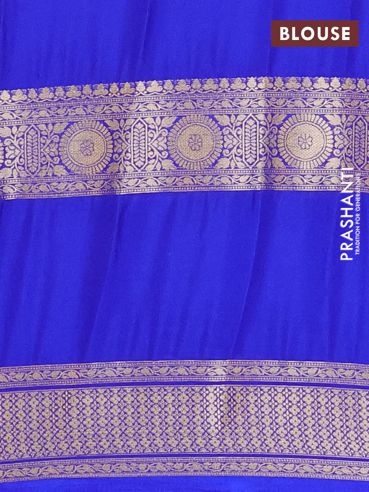 Semi mysore silk saree red and royal blue with plain body and rettapet zari woven border - Image 4