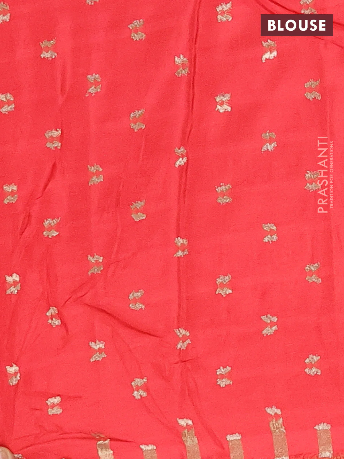 Semi mysore silk saree red shade with plain body and temple zari woven border - Image 4