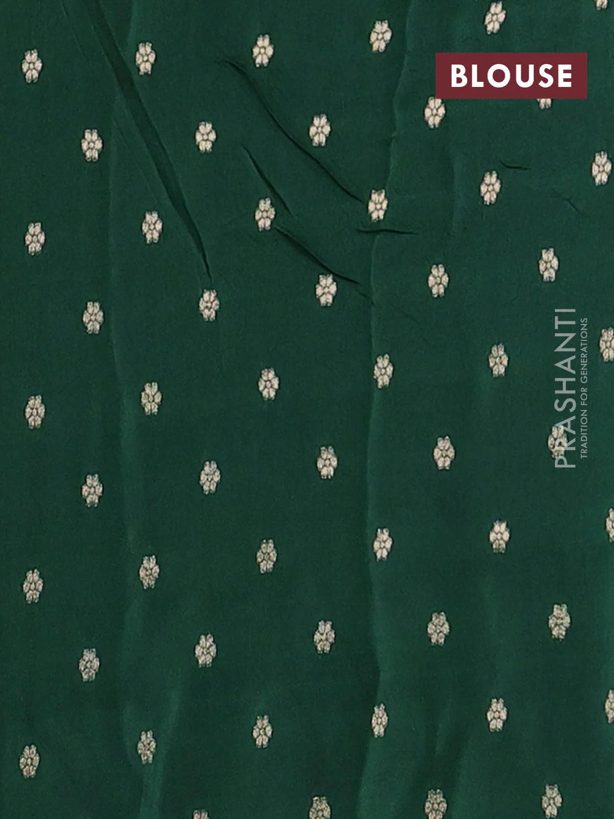 Semi mysore silk saree rustic orange and bottle green with half & half style and long zari woven border - Image 4