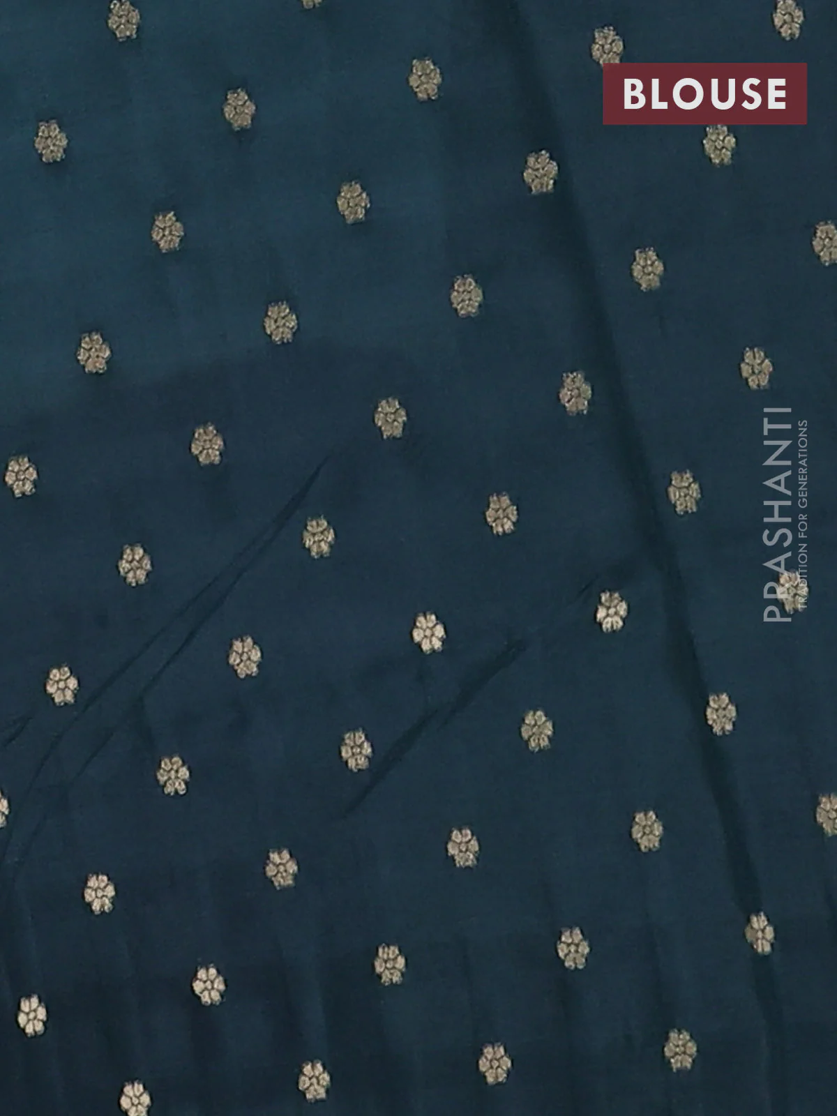Semi mysore silk saree teal blue purple and bottle green with zari woven buttas and long zari woven border - Image 4