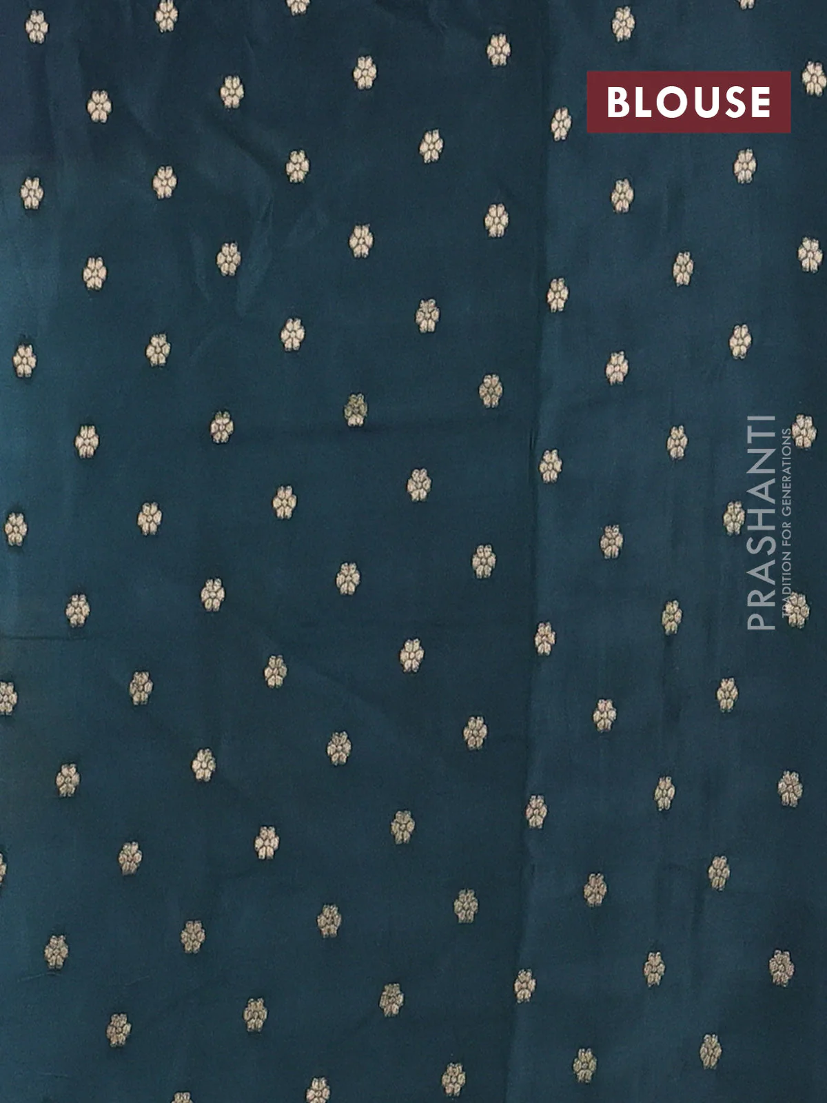 Semi mysore silk saree teal blue purple and bottle green with zari woven buttas and zari woven border - Image 4