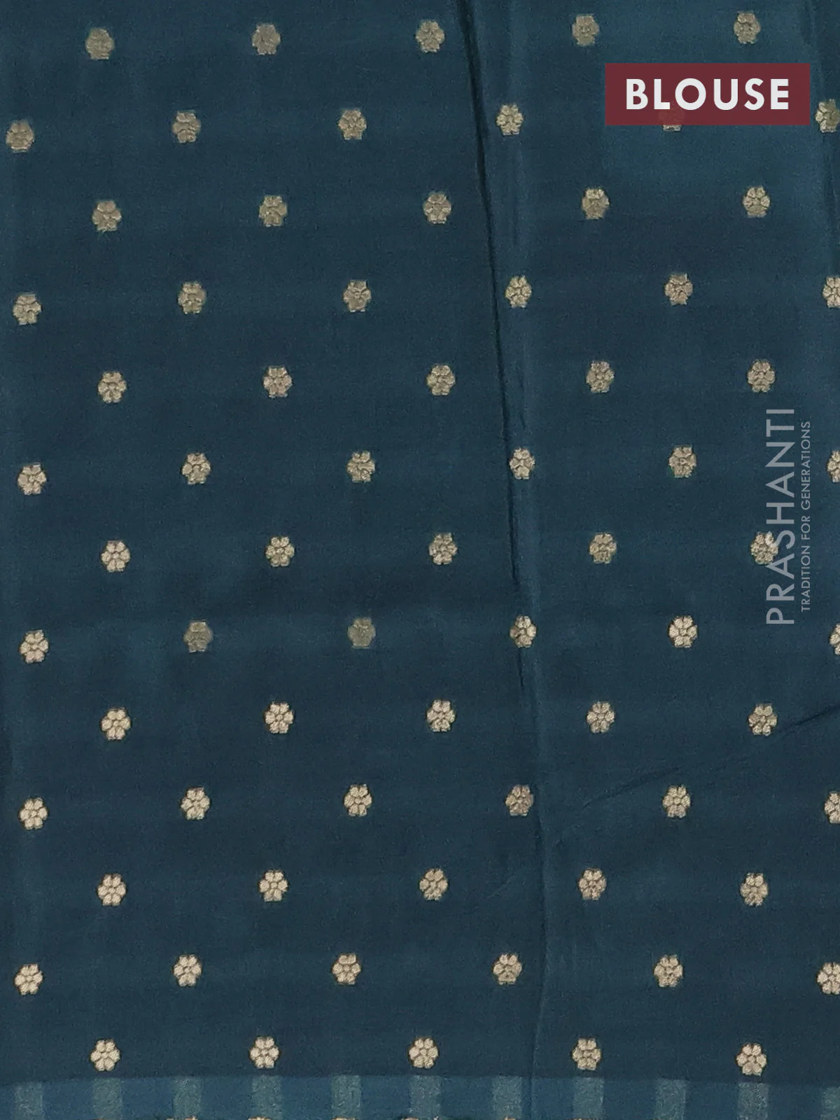 Semi mysore silk saree teal blue violet and peacock green with zari woven buttas and rettapet zari woven border - Image 4