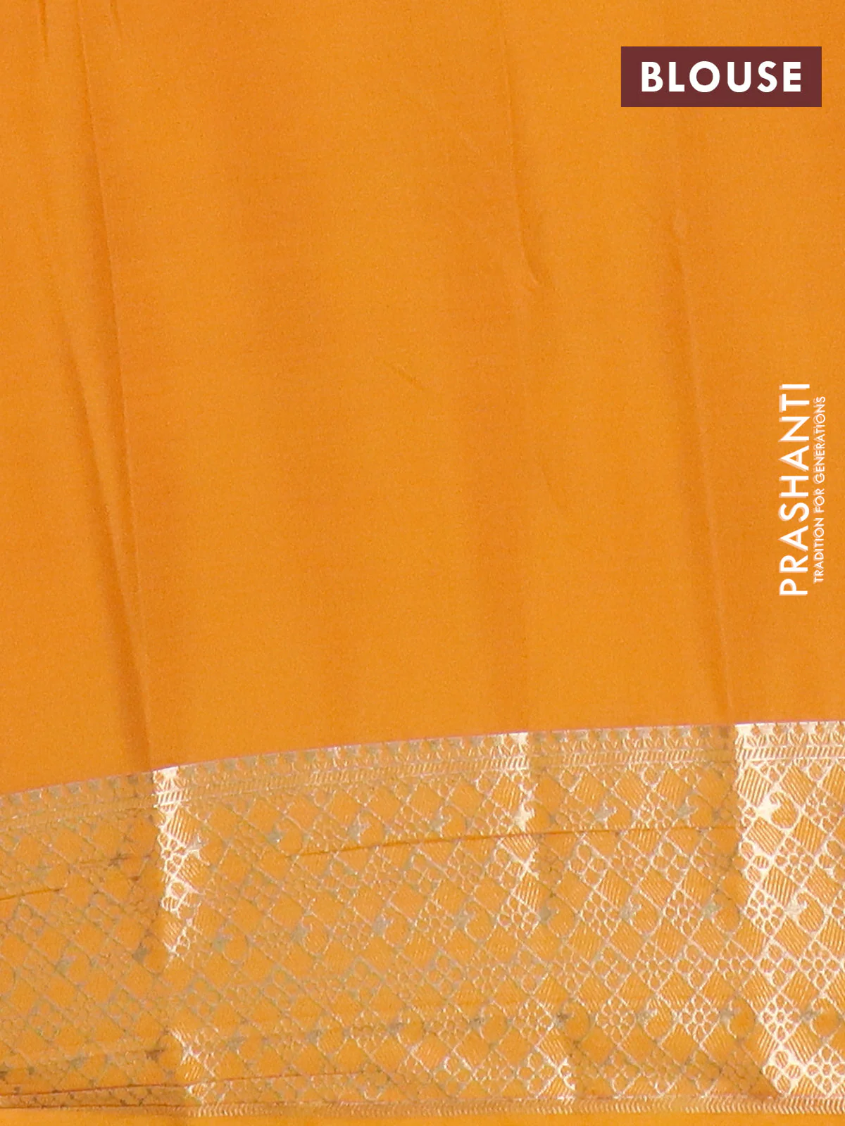 Semi mysore silk saree teal green and mustard yellow with allover zari weaves and zari woven border - Image 4