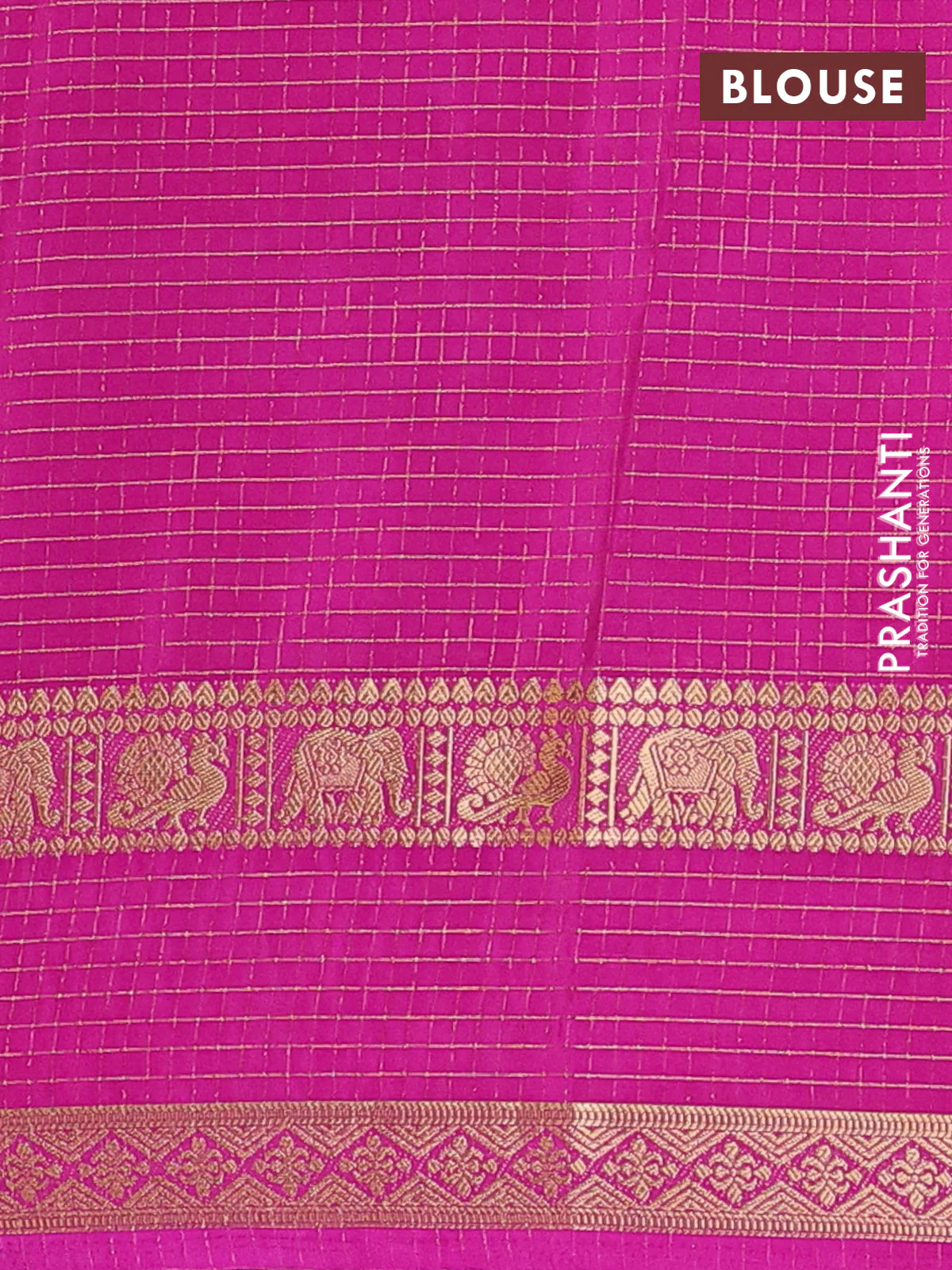 Semi mysore silk saree teal green and pink with allover zari checks pattern & buttas and rettapet zari woven border - Image 4
