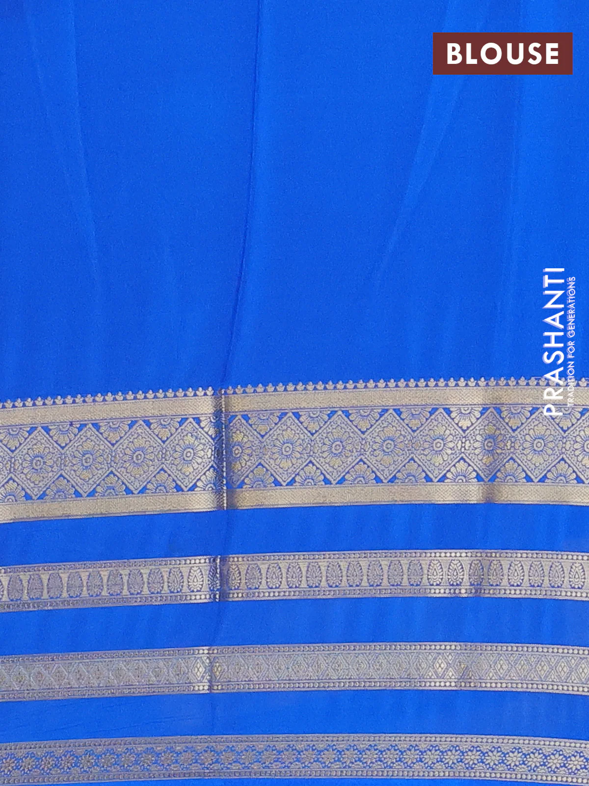 Semi mysore silk saree violet and cs blue with plain body and long zari woven border - Image 4