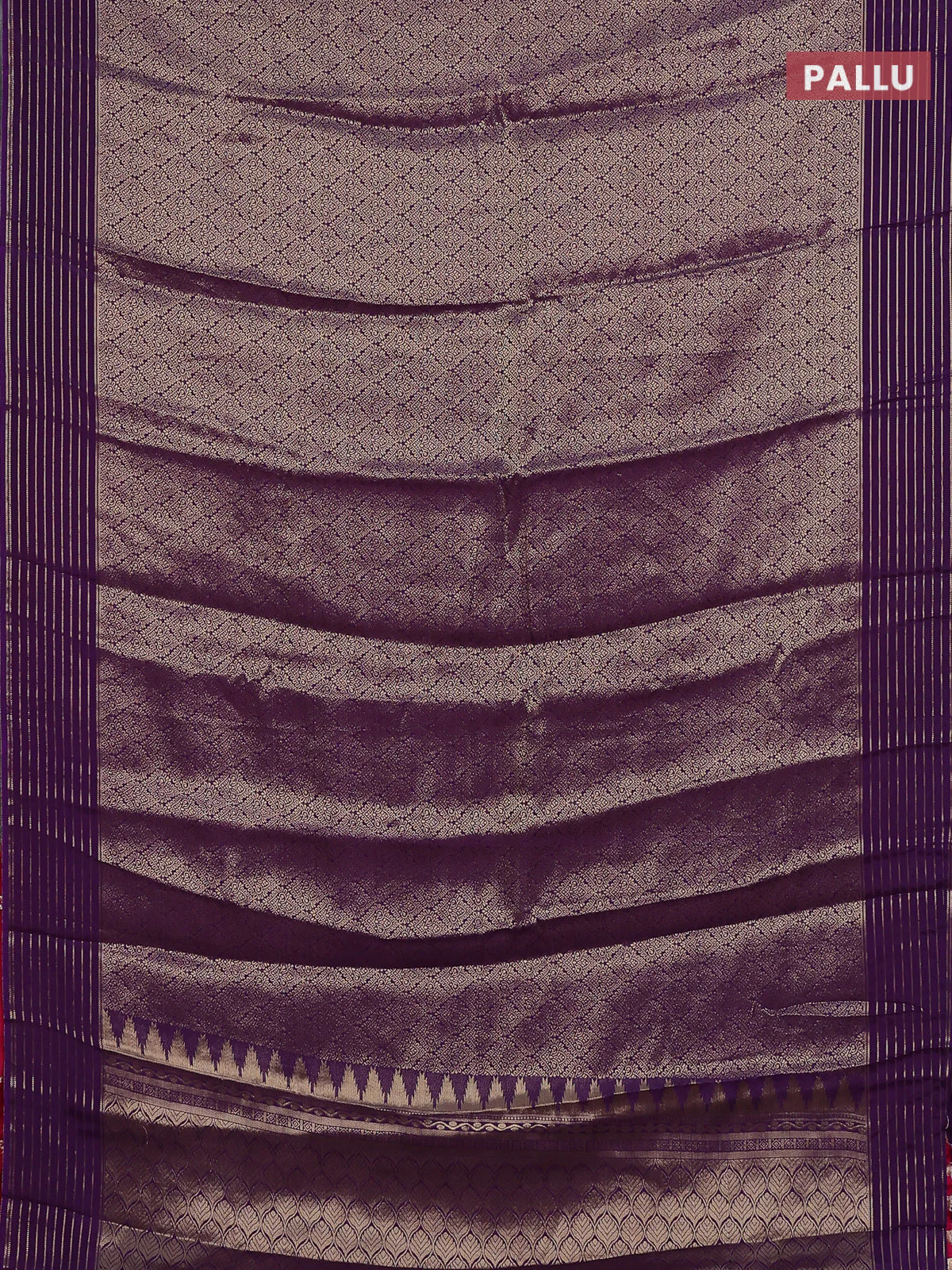 Semi mysore silk saree violet and pink with allover zari woven brocade weaves and zari woven border - Image 3
