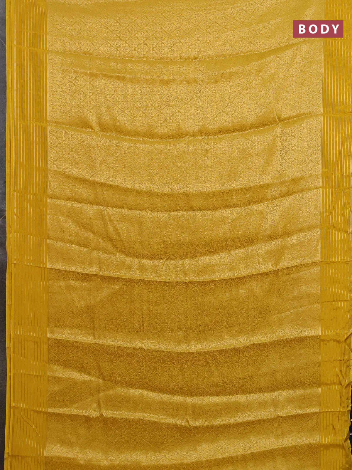 Semi mysore silk saree yellow and bottle green with allover zari woven brocade weaves and zari woven border - Image 2