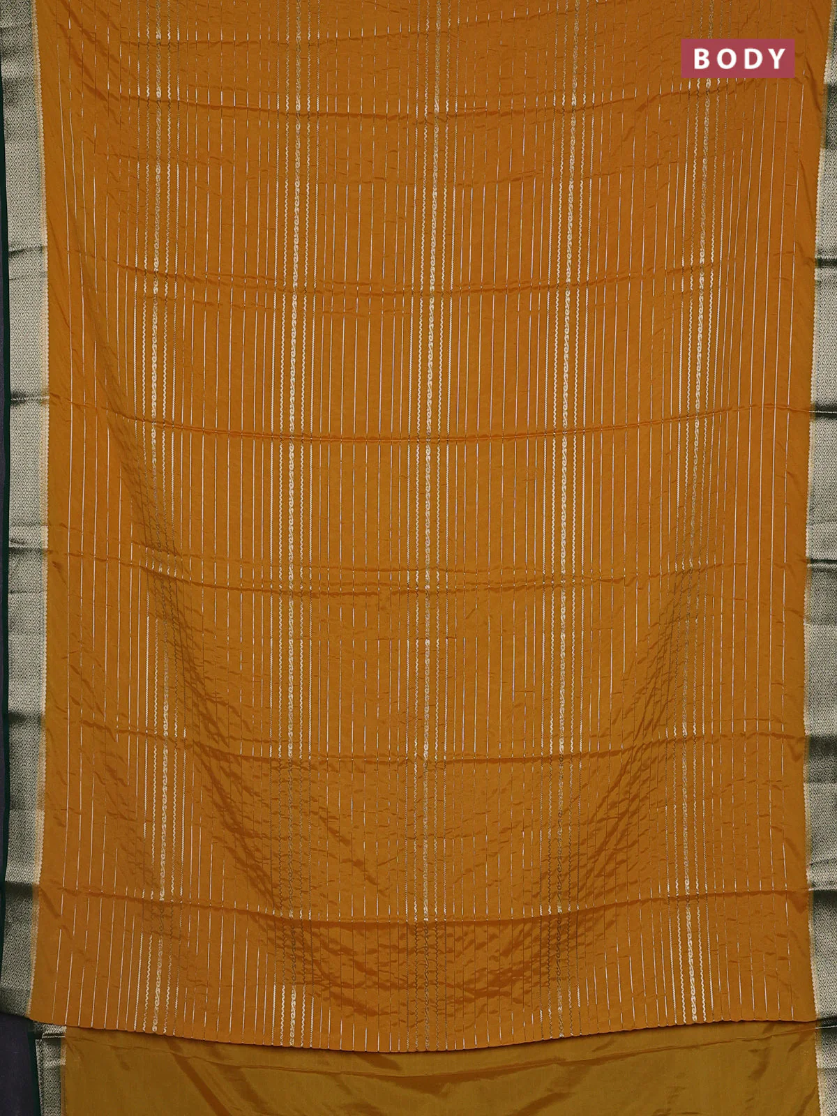 Semi mysore silk saree yellow and green with allover zari weaves and zari woven border - Image 2