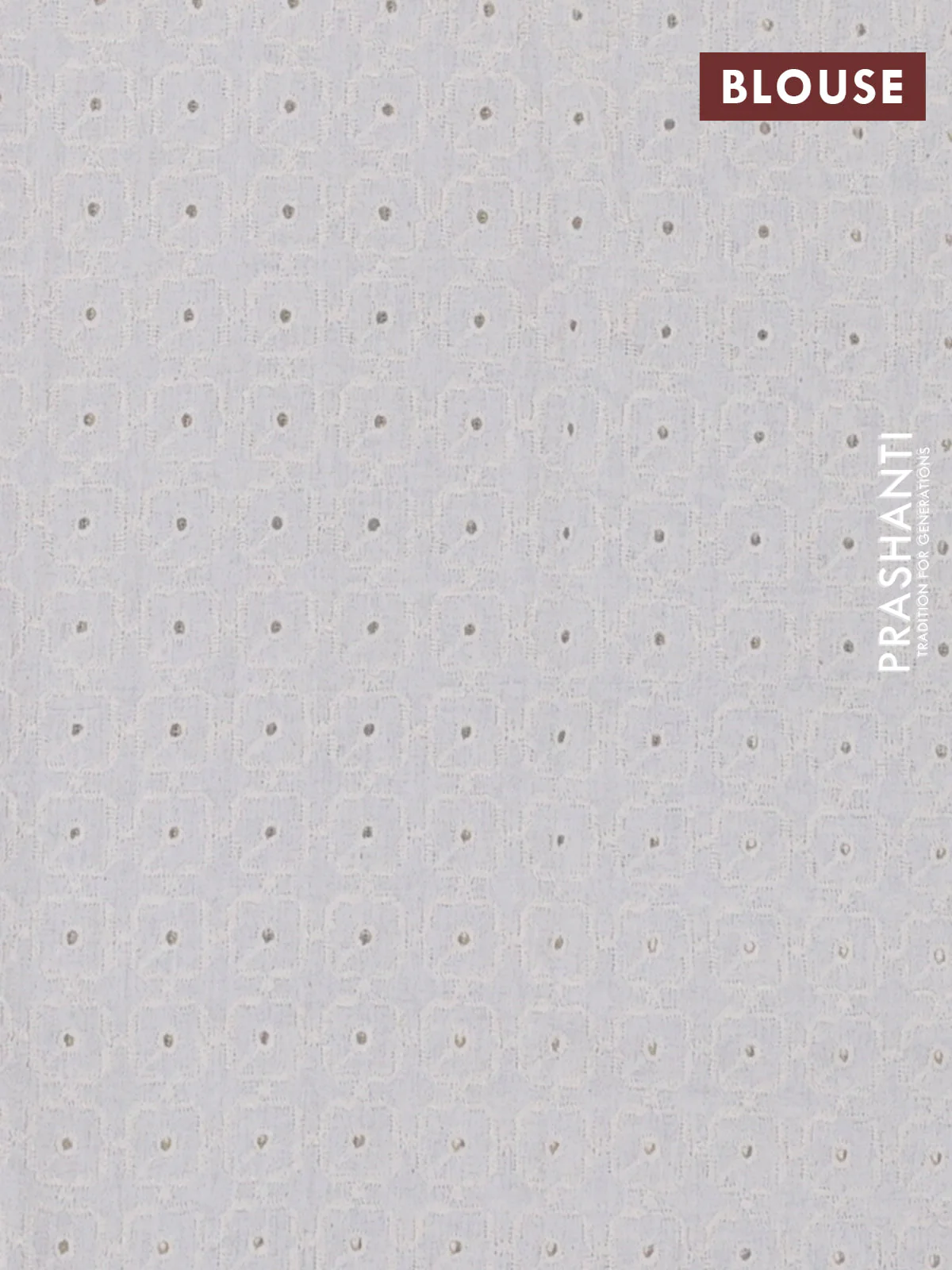 Semi pashmina silk saree bluish grey and cream with butta prints and crocia lace work border - Image 4