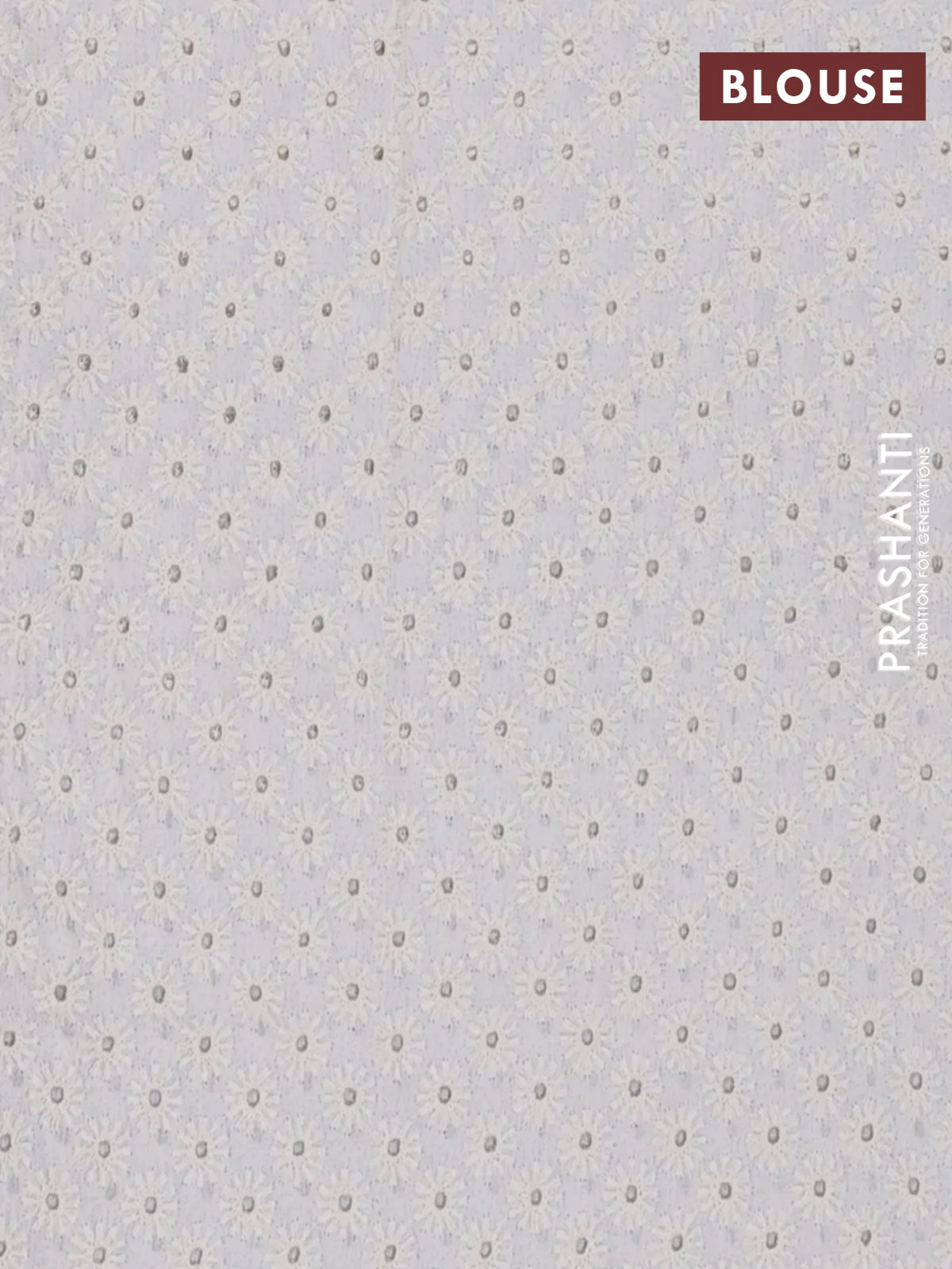 Semi pashmina silk saree grey and cream with allover warli prints and crocia lace work border - Image 4