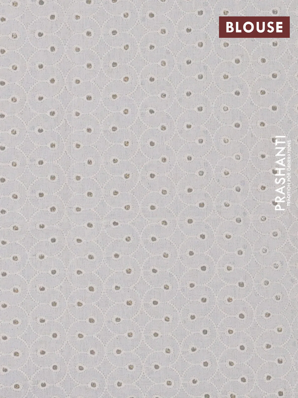 Semi pashmina silk saree grey and cream with butta prints and crocia lace work border - Image 4