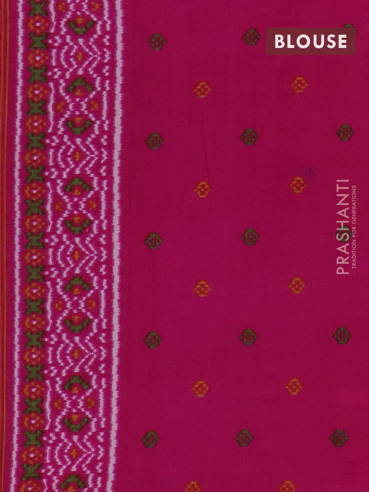 Semi patola saree cs blue and pink with allover ikat prints and simple border - Image 4