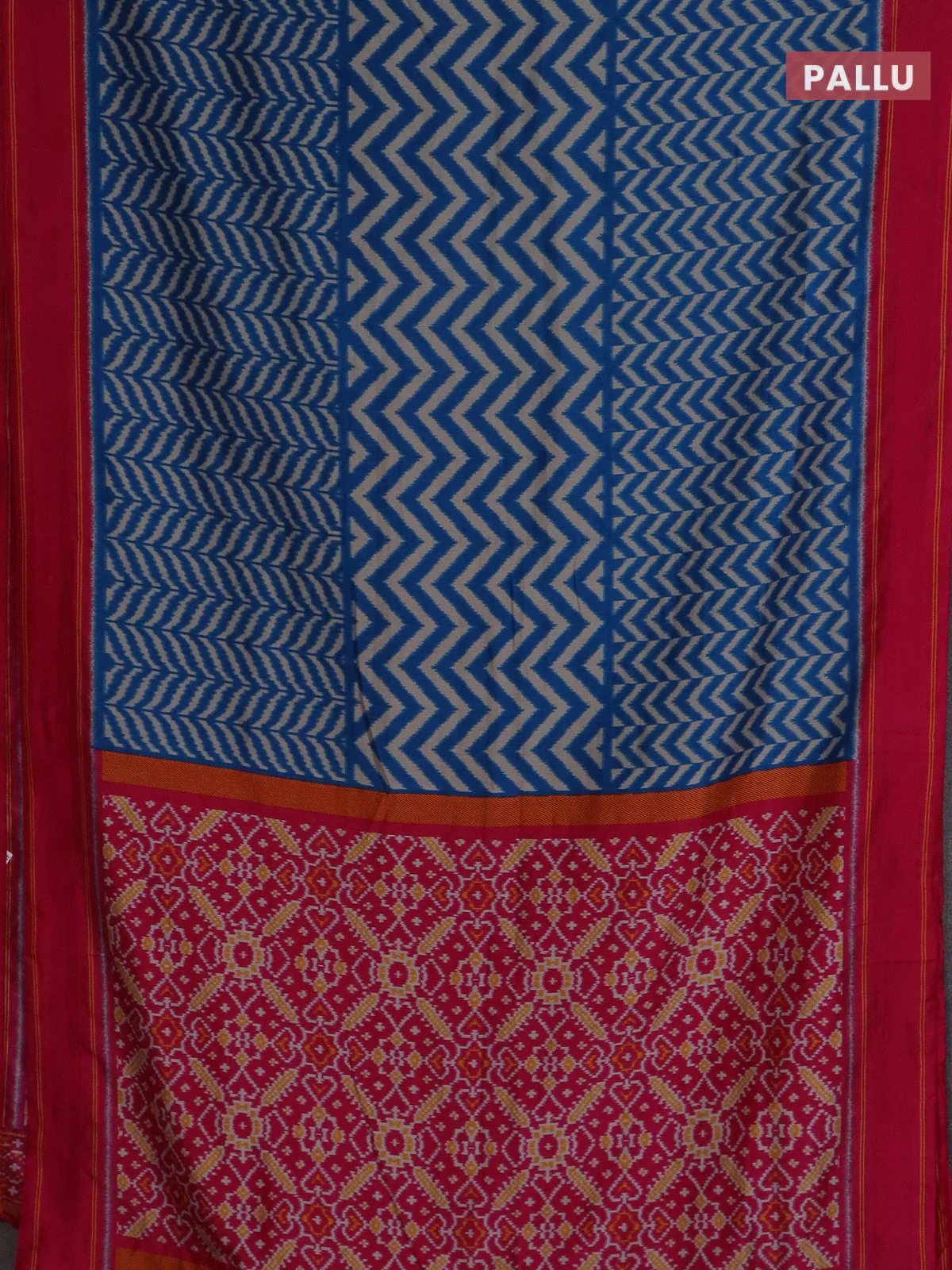 Semi patola saree cs blue and pink with allover wevy weaves and simple border - Image 3