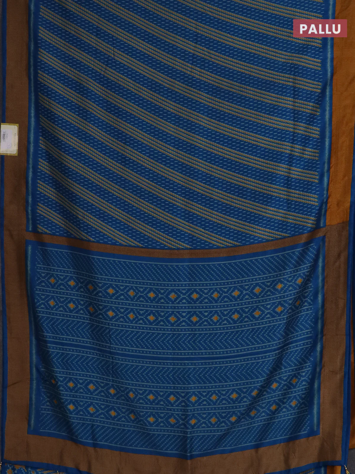 Semi patola saree cs blue with allover prints and woven border - Image 3