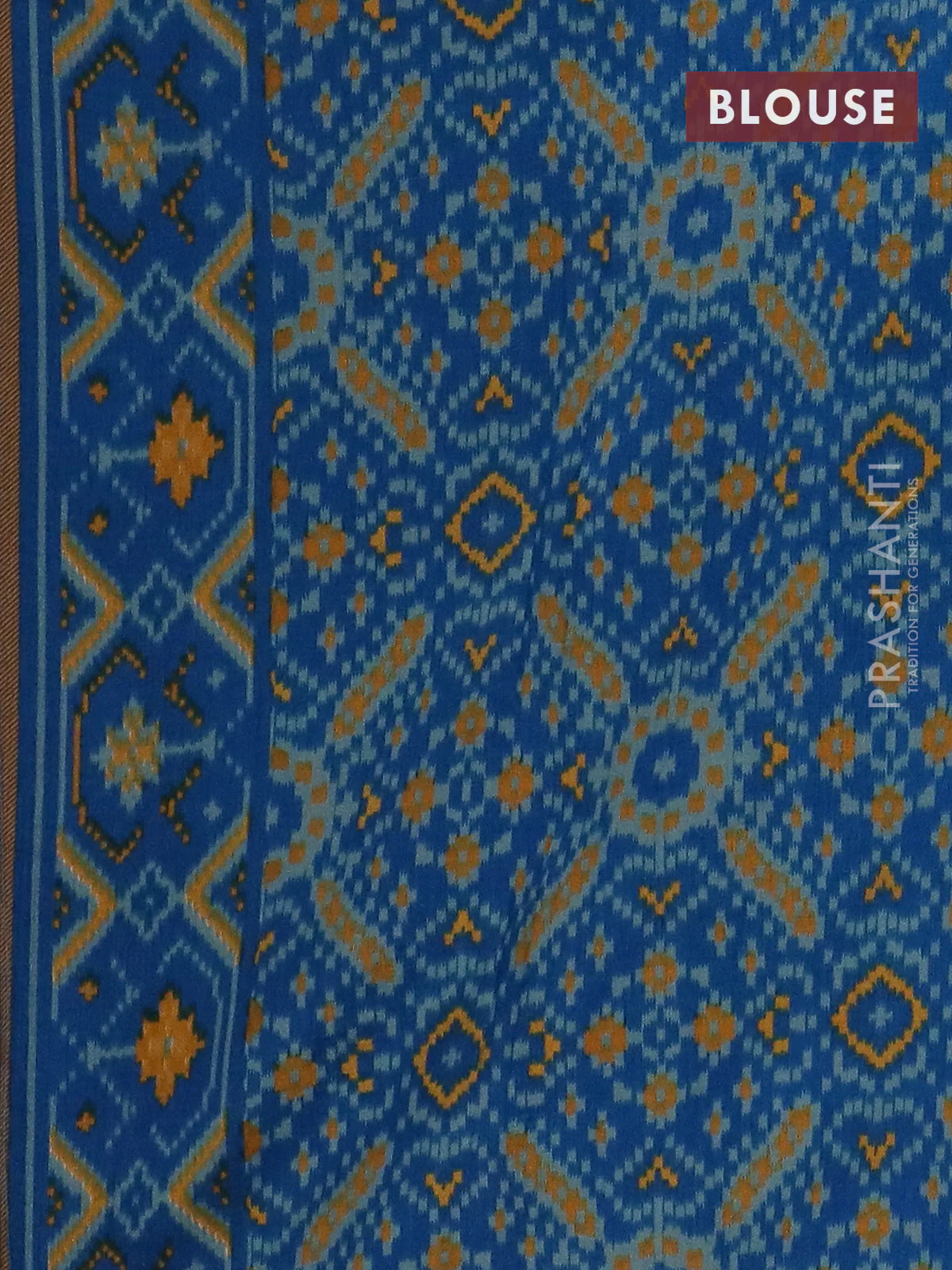 Semi patola saree cs blue with allover prints and woven border - Image 4