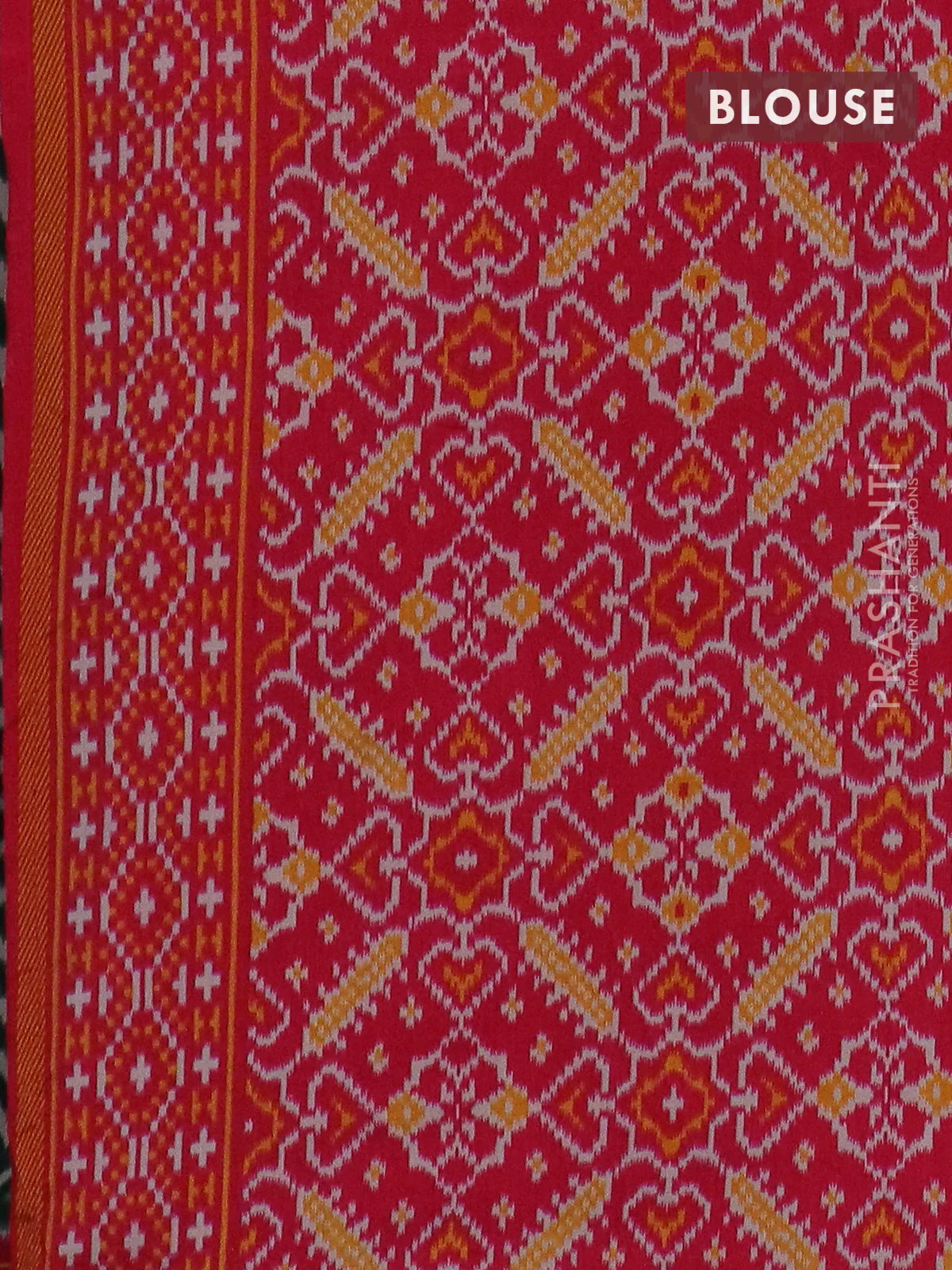 Semi patola saree dark green and pink with allover wevy weaves and simple border - Image 4