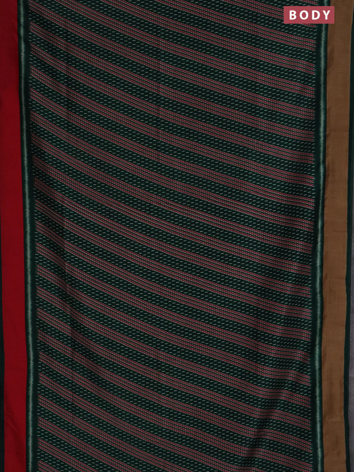 Semi patola saree dark green with allover prints and woven border - Image 2