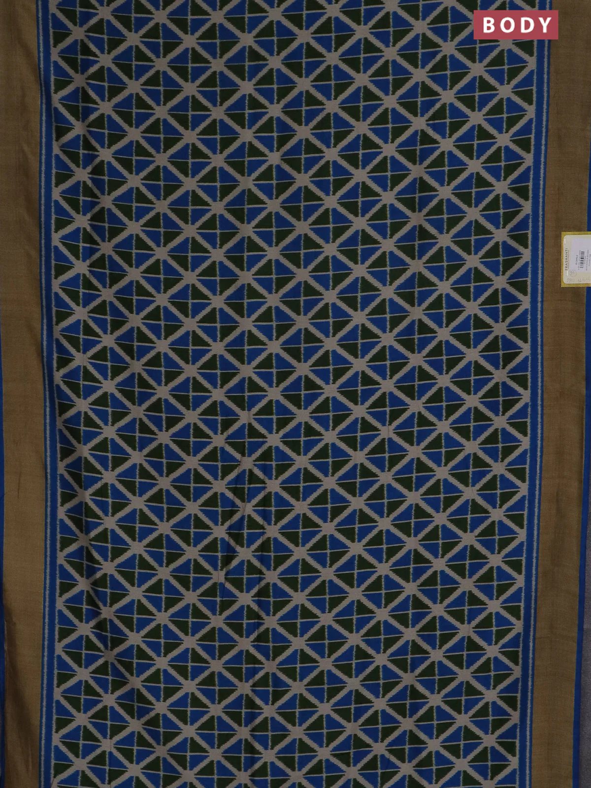 Semi patola saree green and cs blue with geometric weaves and woven border - Image 2