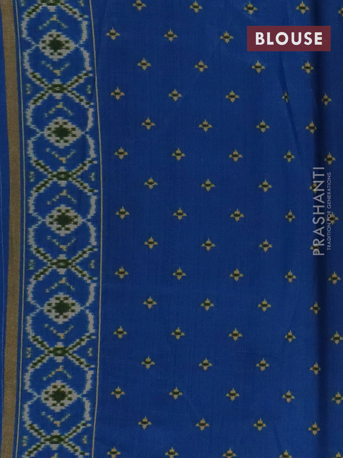 Semi patola saree green and cs blue with geometric weaves and woven border - Image 4