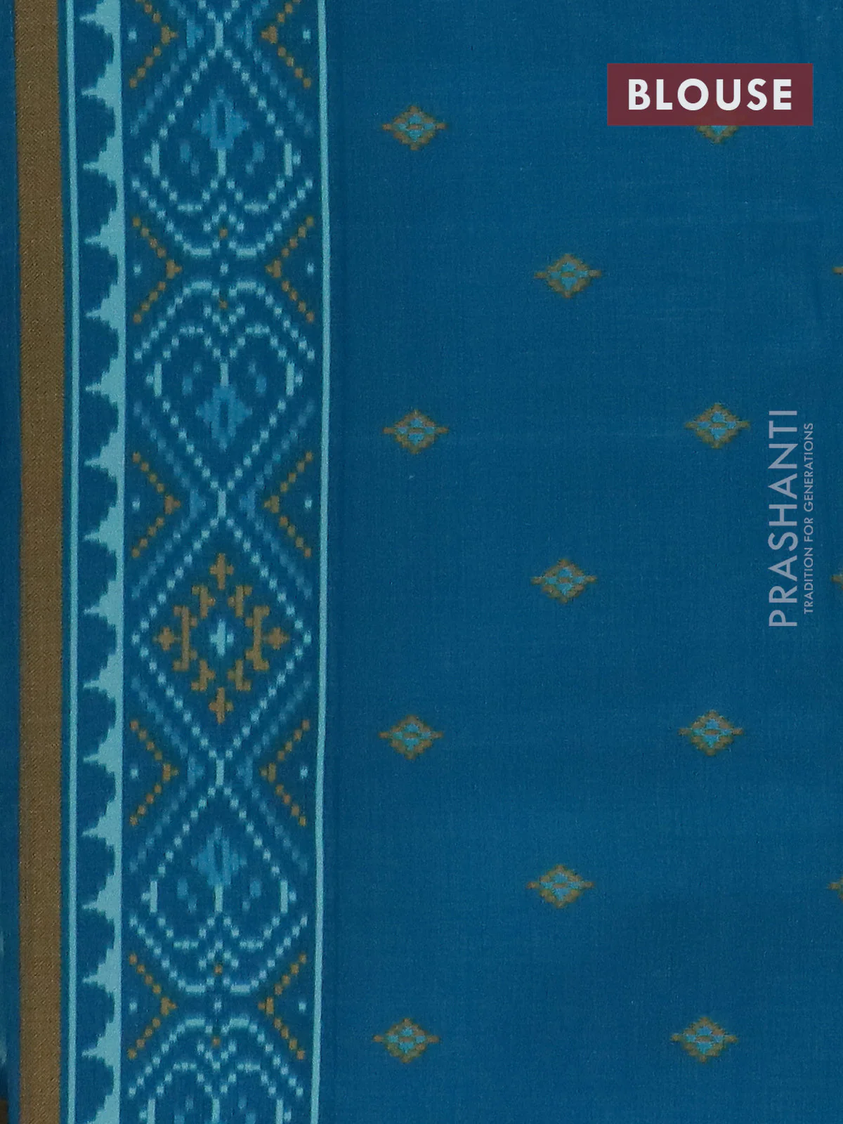 Semi patola saree light blue and cs blue with allover ikat weaves and woven border - Image 4