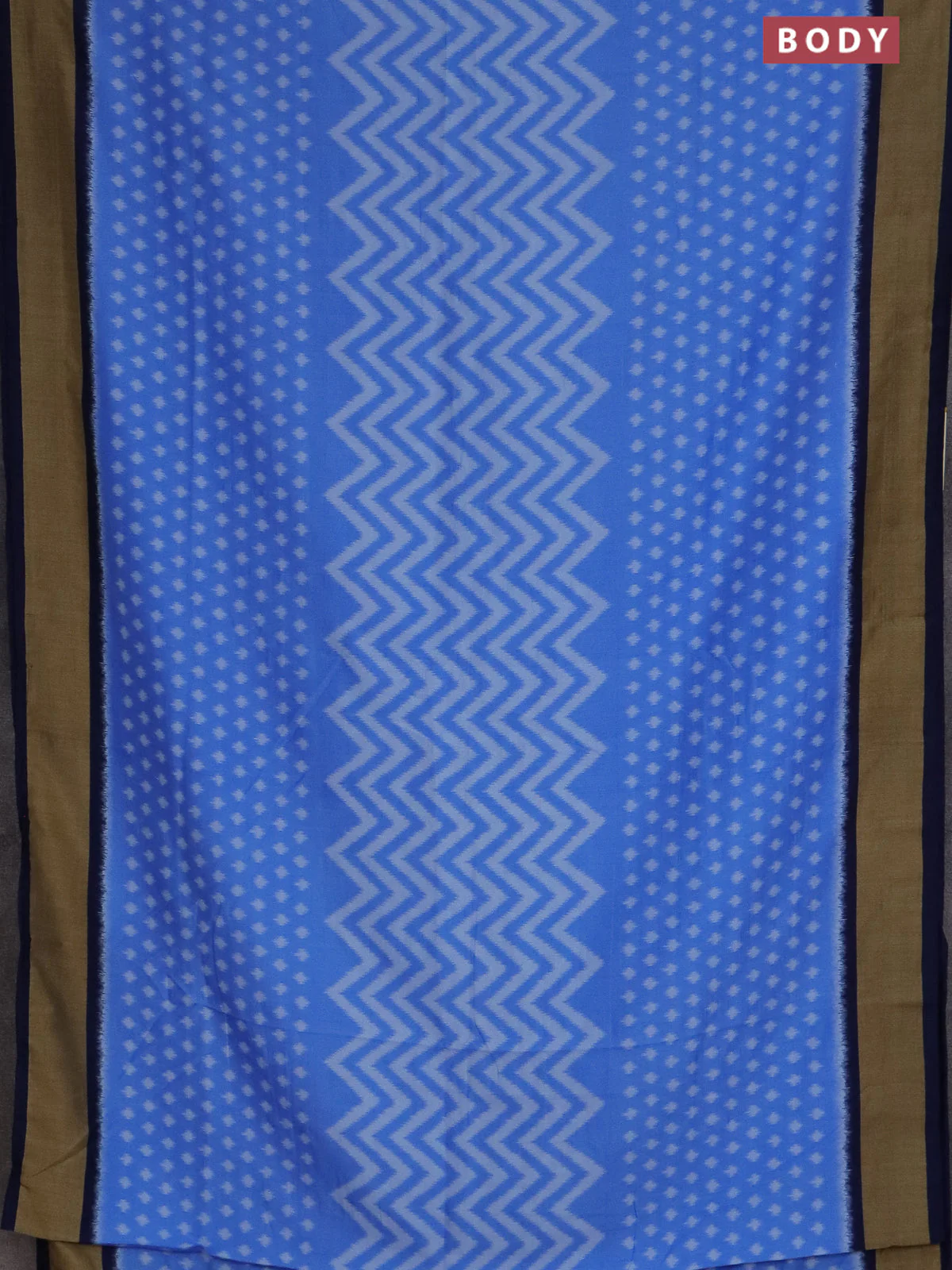 Semi patola saree light blue and navy blue with allover ikat weaves and woven border - Image 2