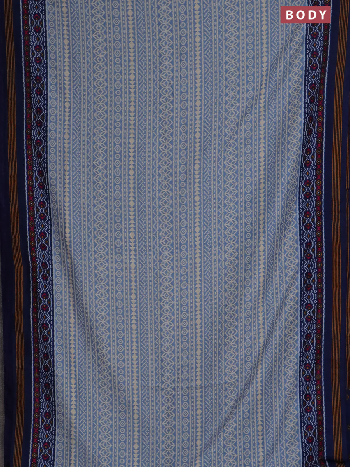 Semi patola saree light blue and peacock blue with allover ikat prints and simple border - Image 2
