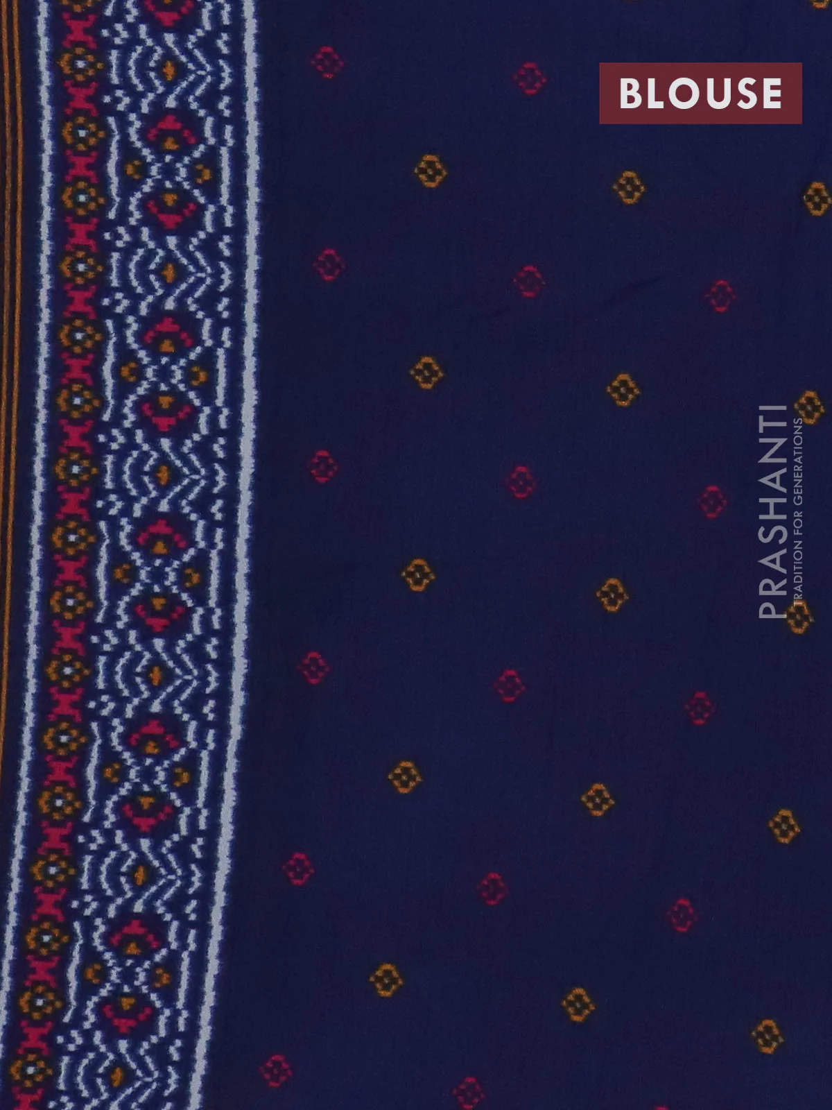 Semi patola saree light blue and peacock blue with allover ikat prints and simple border - Image 4