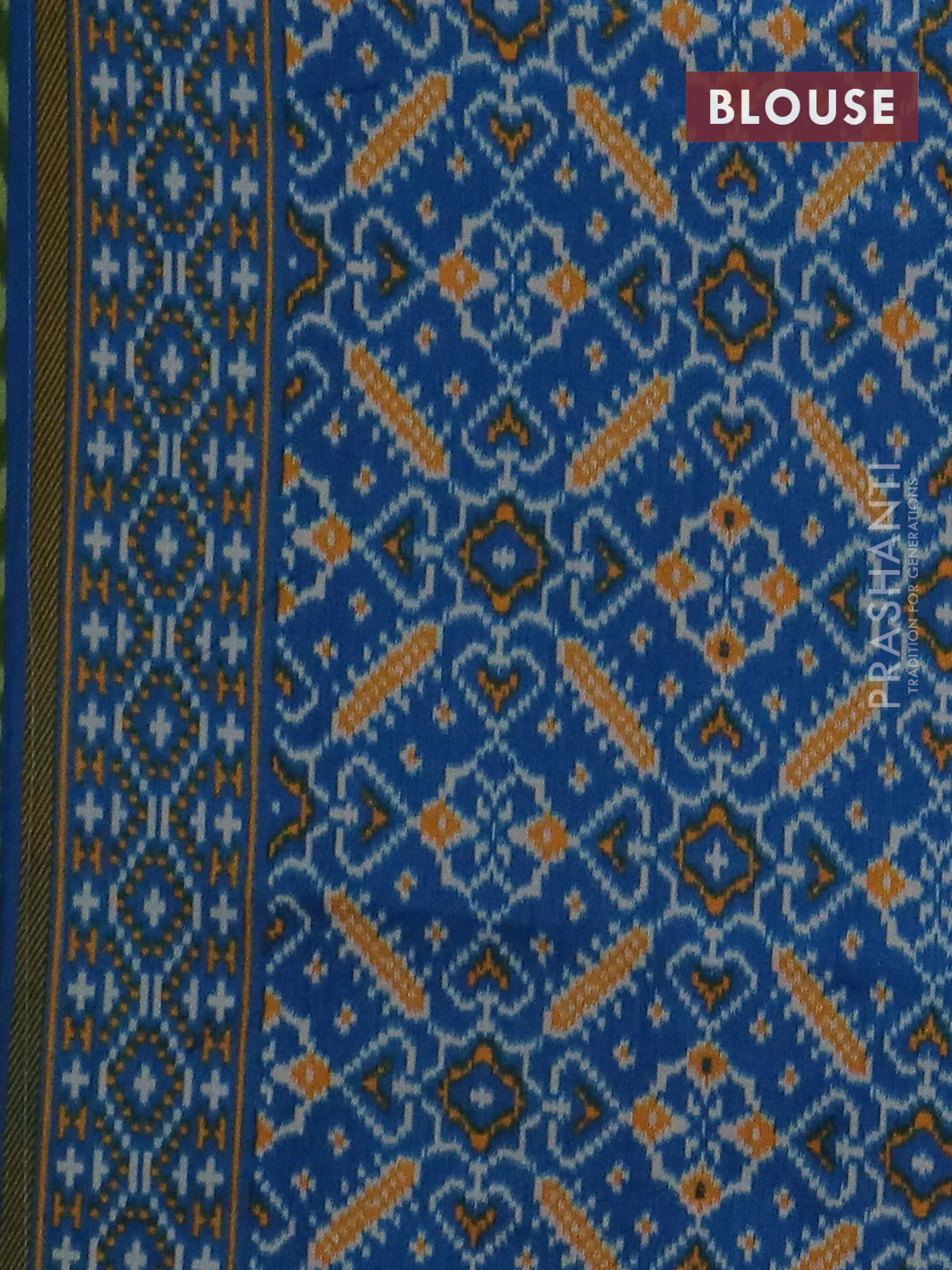 Semi patola saree light green and cs blue with allover wevy weaves and simple border - Image 4