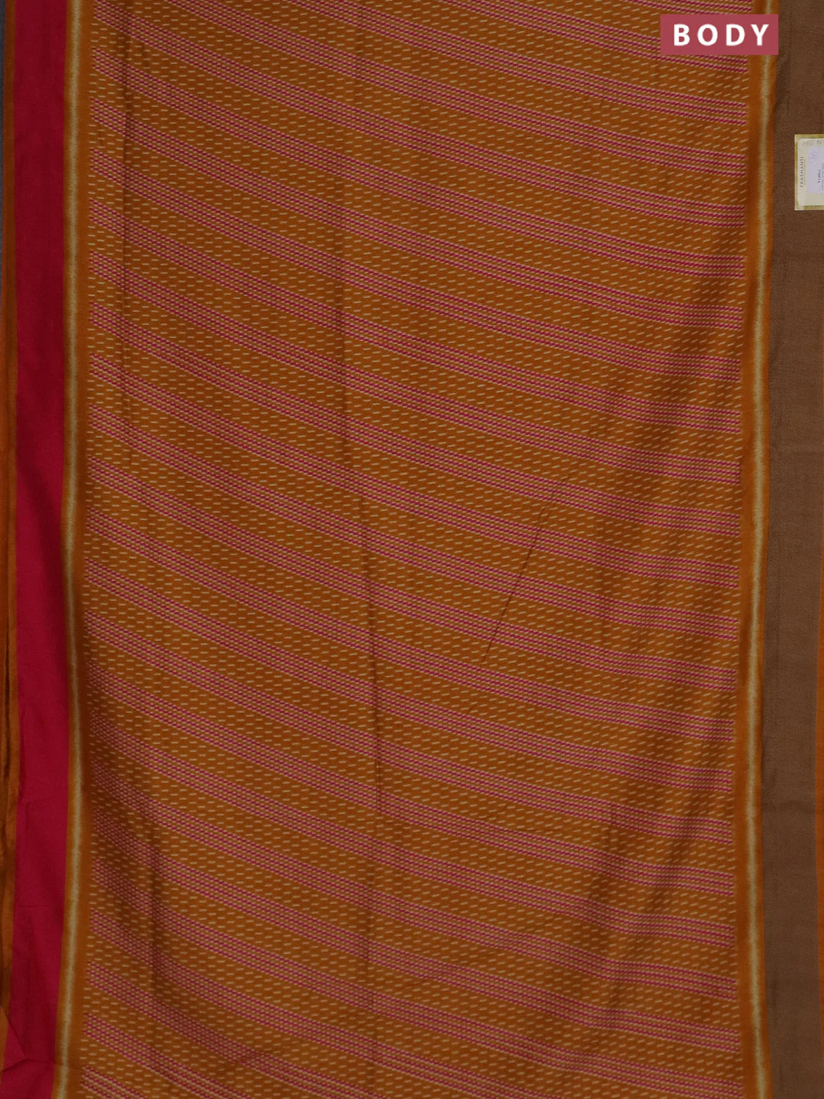 Semi patola saree mustard yellow with allover prints and woven border - Image 2
