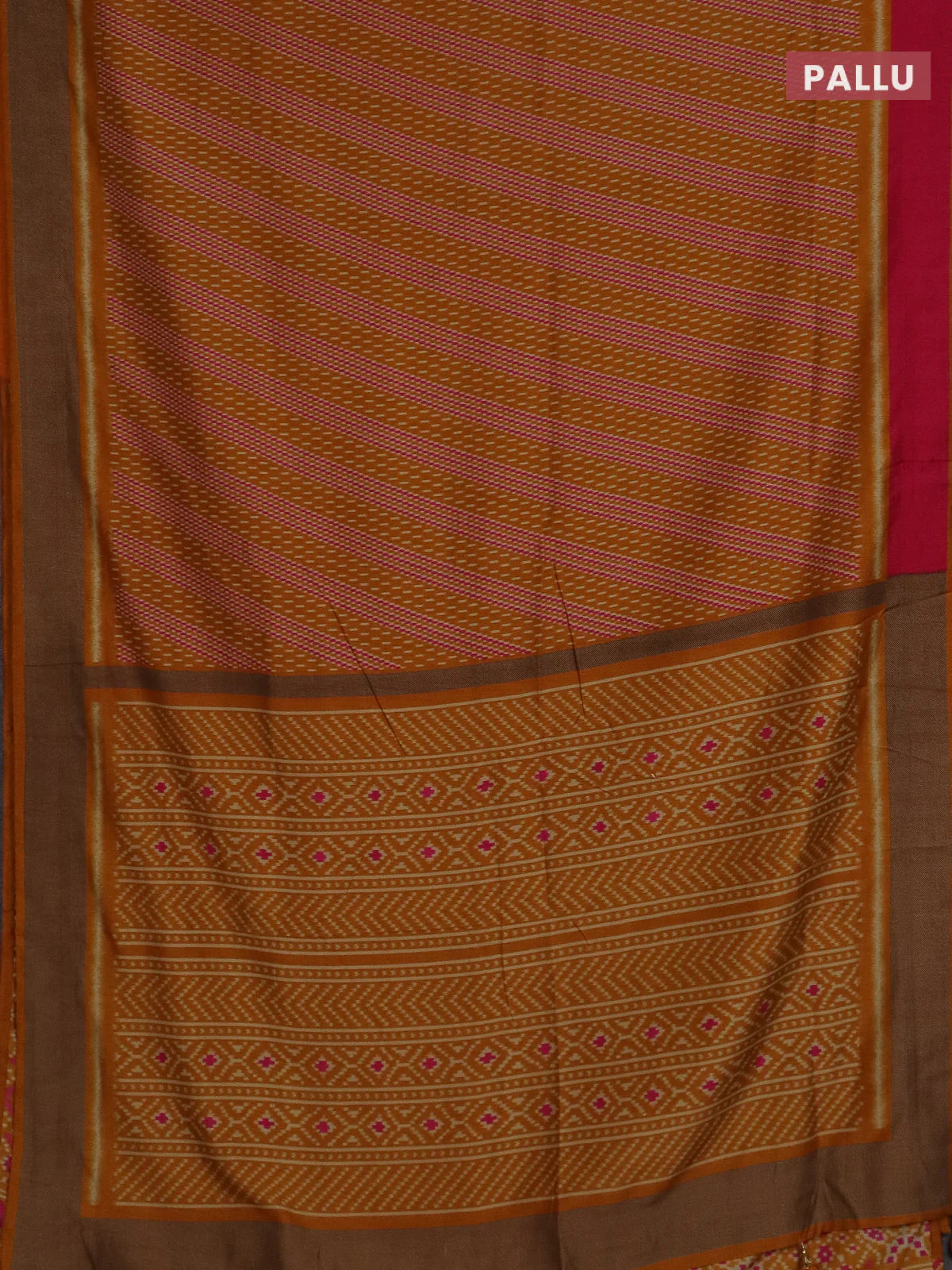 Semi patola saree mustard yellow with allover prints and woven border - Image 3