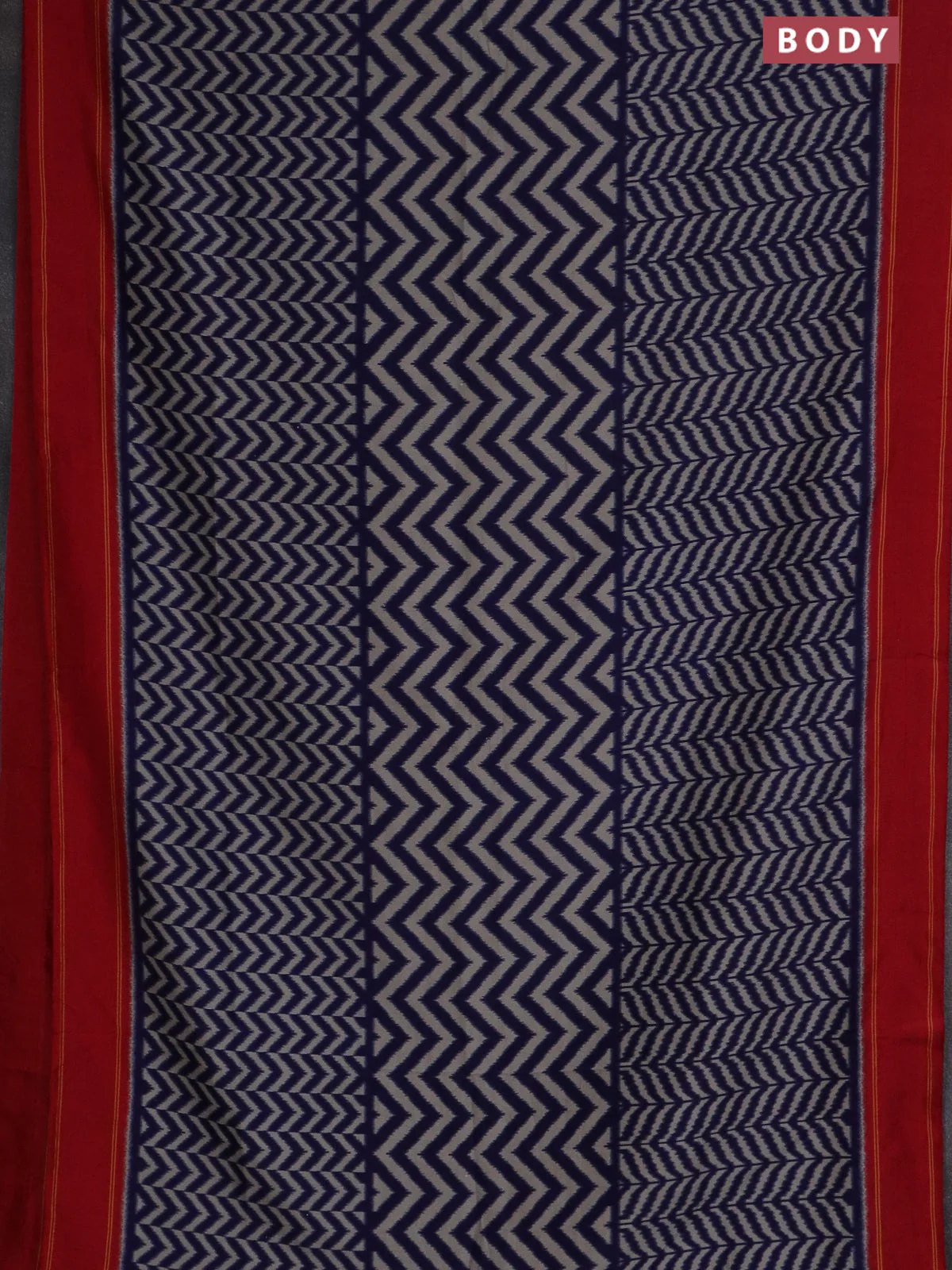Semi patola saree navy blue and red with allover wevy weaves and simple border - Image 2