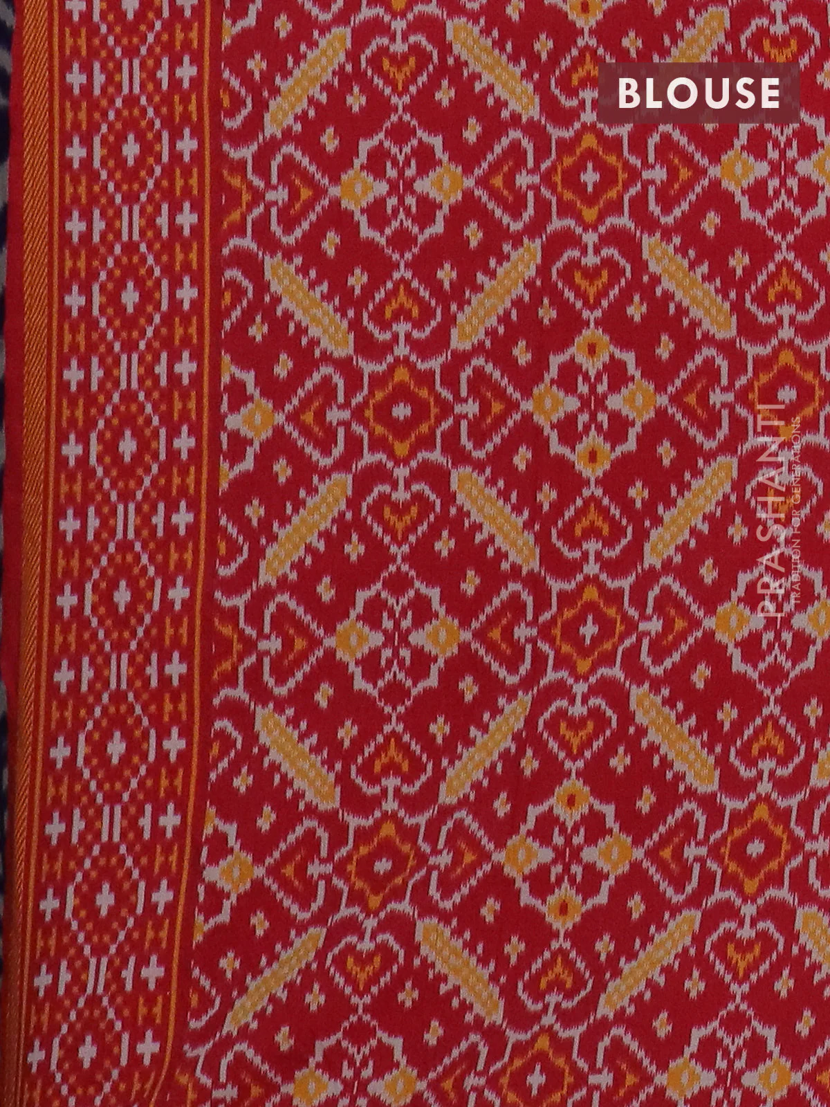 Semi patola saree navy blue and red with allover wevy weaves and simple border - Image 4