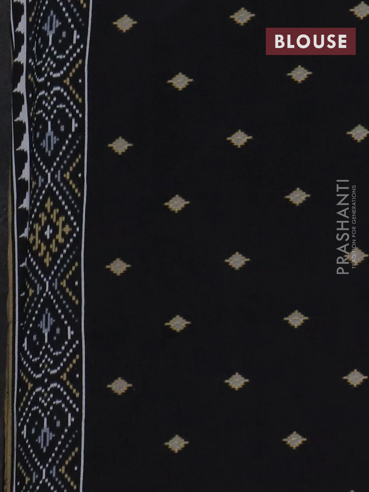 Semi patola saree pastel grey and black with allover ikat weaves and woven border - Image 4