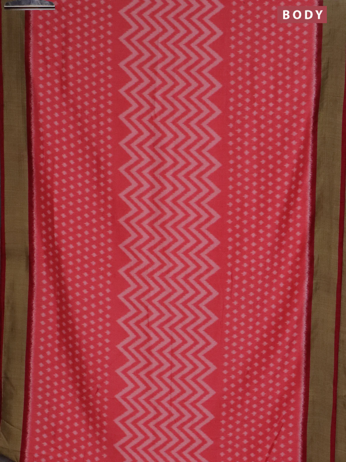 Semi patola saree peach pink and maroon with allover ikat weaves and woven border - Image 2