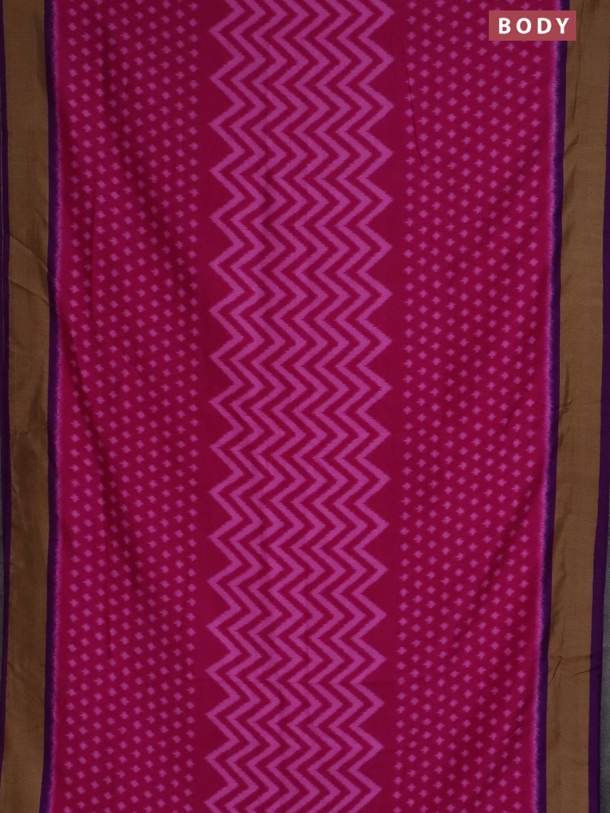 Semi patola saree pink and deep purple with allover ikat weaves and woven border - Image 2