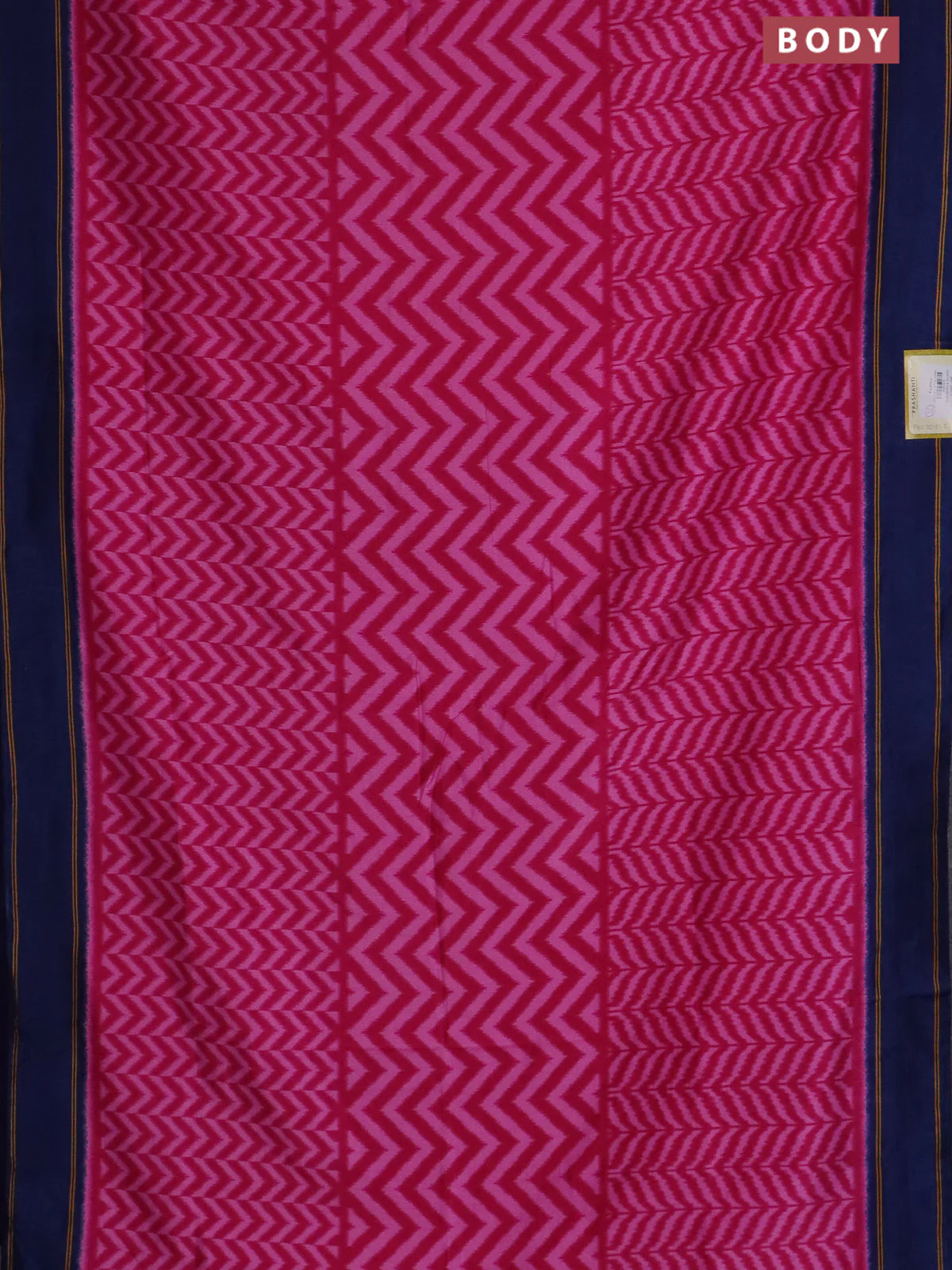 Semi patola saree pink and peacock blue with allover wevy weaves and simple border - Image 2