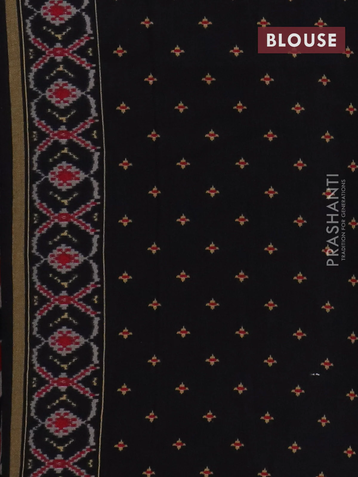 Semi patola saree red and black with geometric weaves and woven border - Image 4