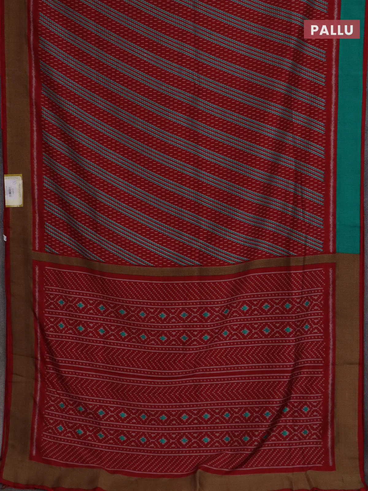 Semi patola saree red with allover prints and woven border - Image 3