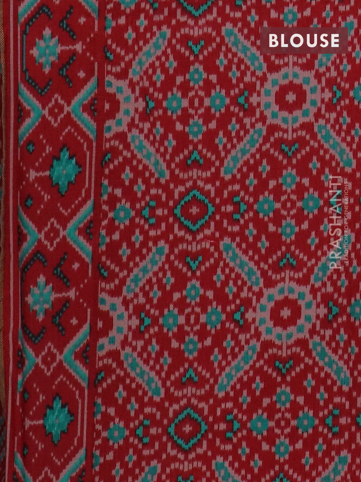 Semi patola saree red with allover prints and woven border - Image 4