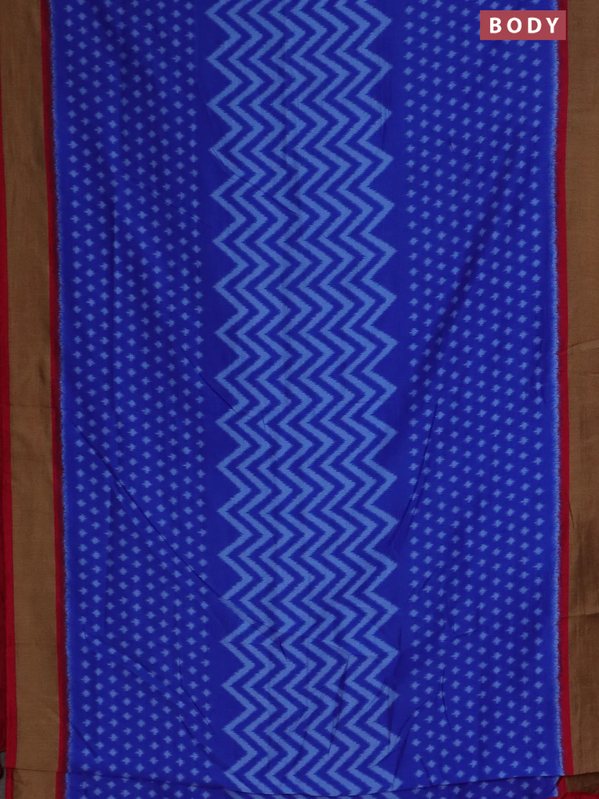 Semi patola saree royal blue and pink with allover ikat weaves and woven border - Image 2