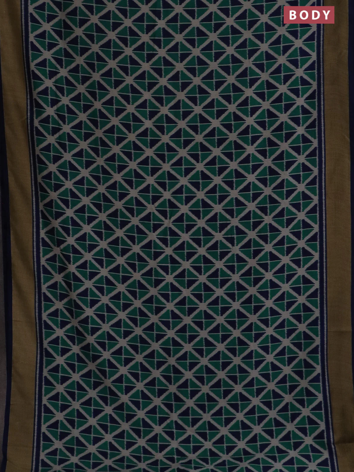 Semi patola saree teal blue and navy blue with geometric weaves and woven border - Image 2
