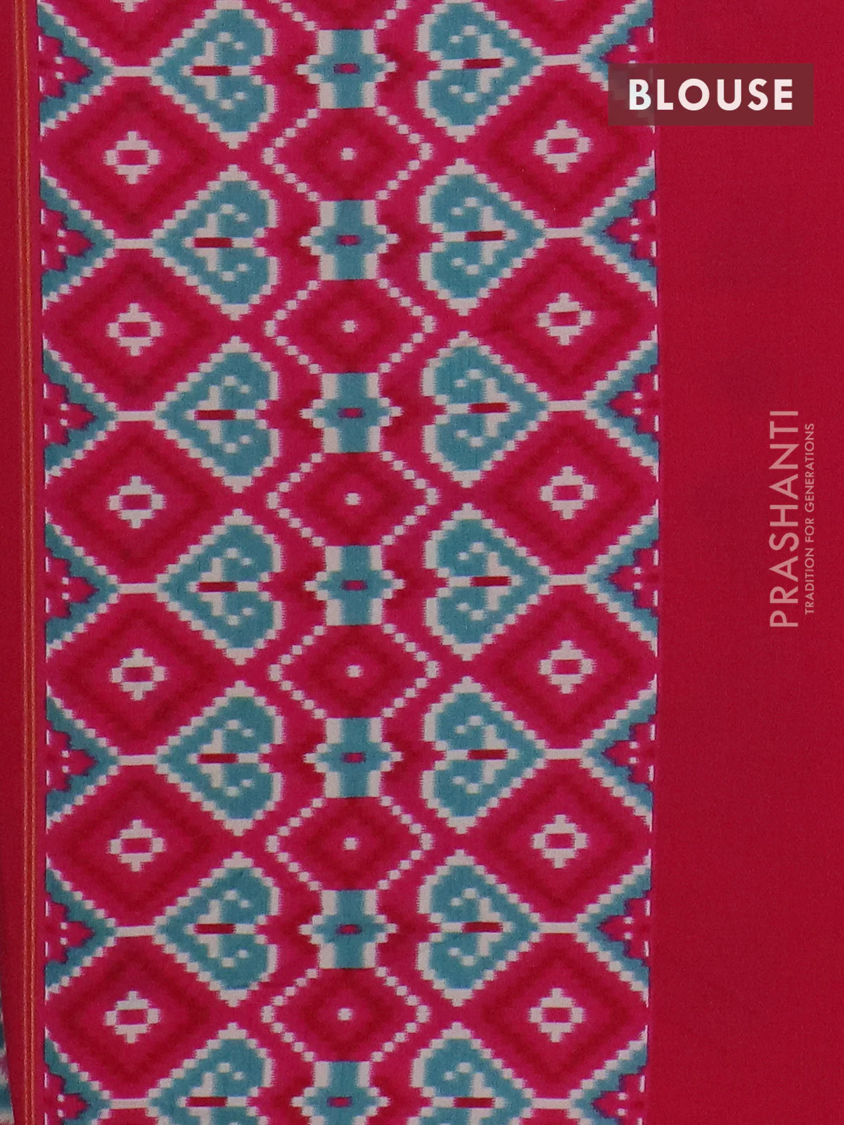 Semi patola saree teal blue and pink with allover ikat weaves and simple border - Image 4