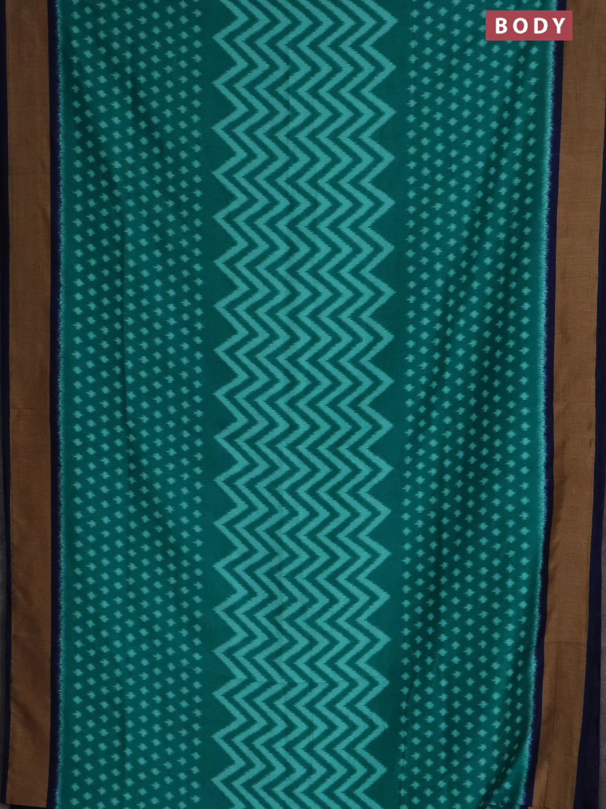 Semi patola saree teal green and navy blue with allover ikat weaves and woven border - Image 2