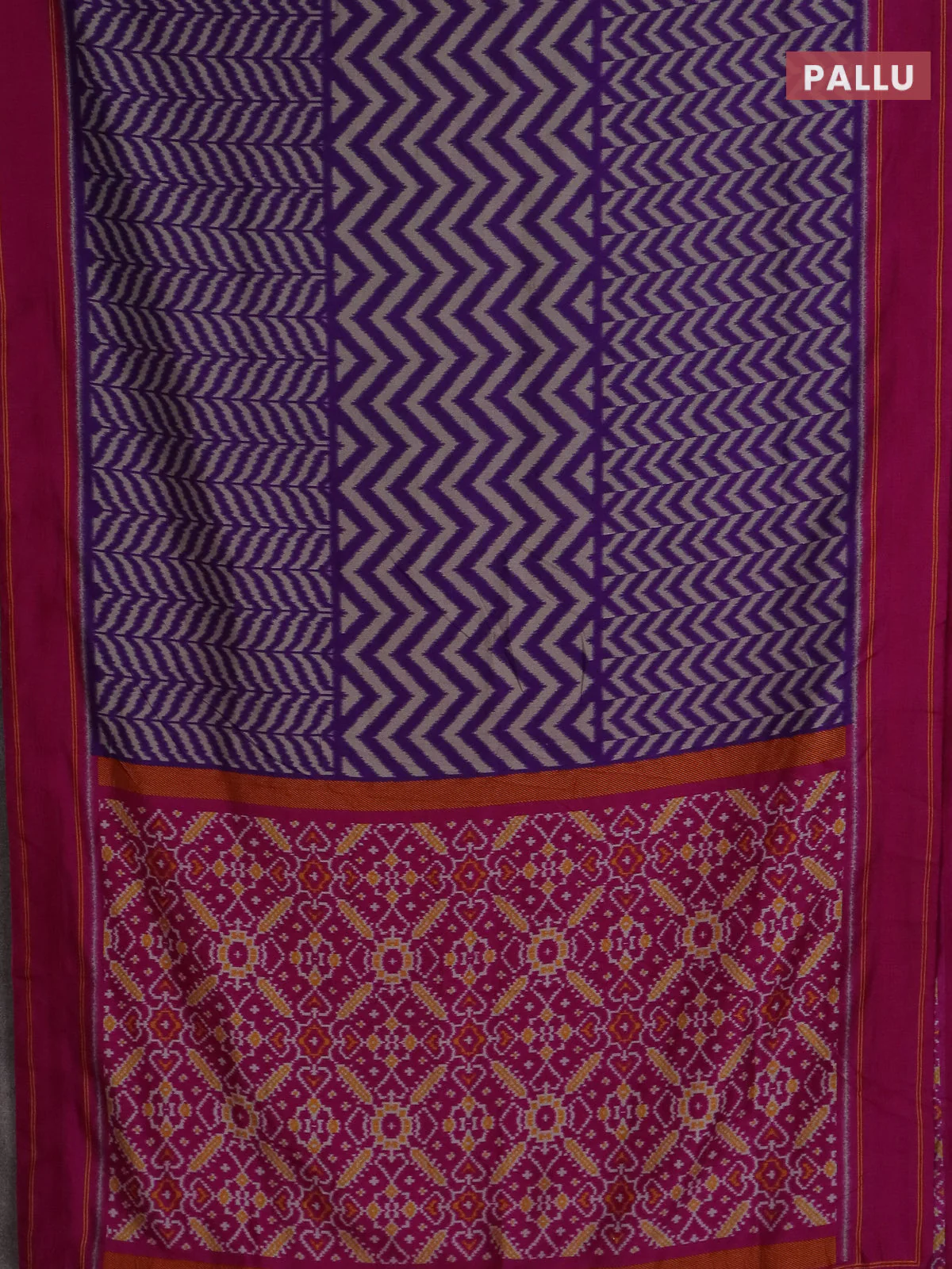 Semi patola saree violet and dark pink with allover wevy weaves and simple border - Image 3