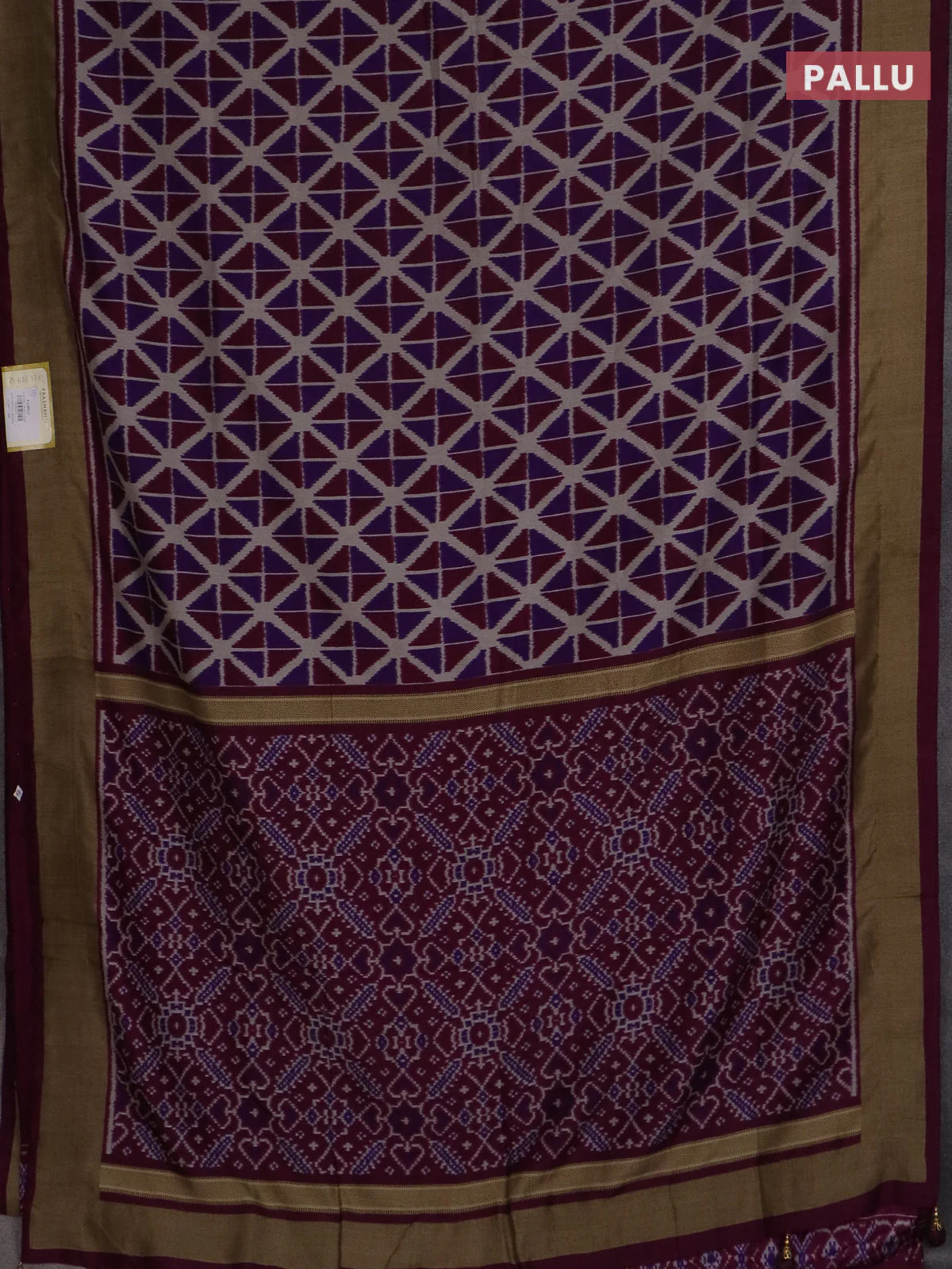 Semi patola saree violet and wine shade with geometric weaves and woven border - Image 3