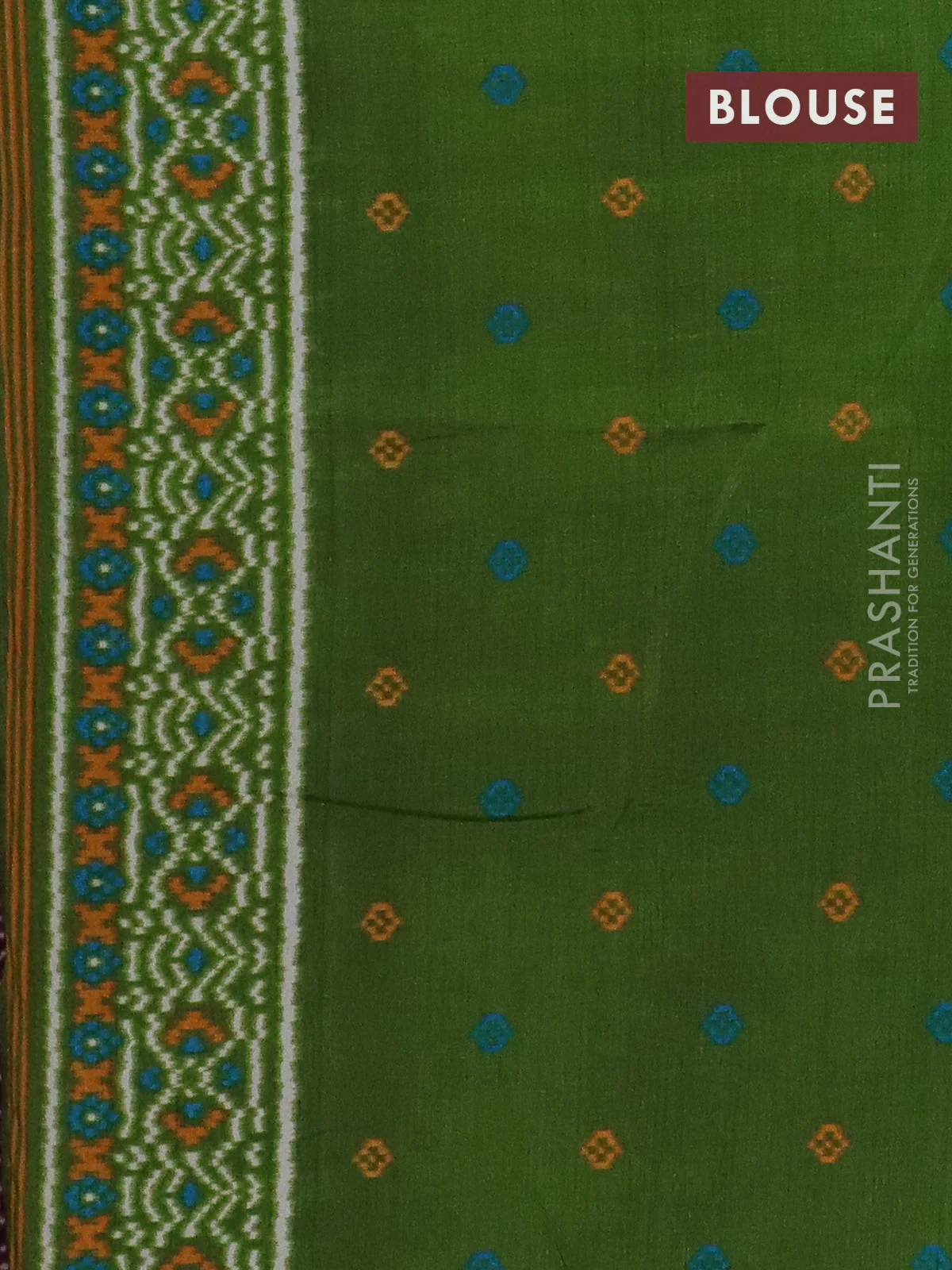 Semi patola saree wine shade and green with allover ikat prints and simple border - Image 4