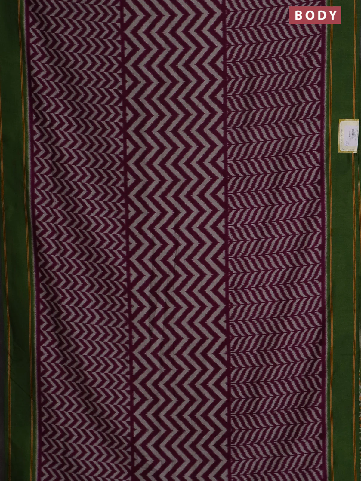 Semi patola saree wine shade and green with allover wevy weaves and simple border - Image 2