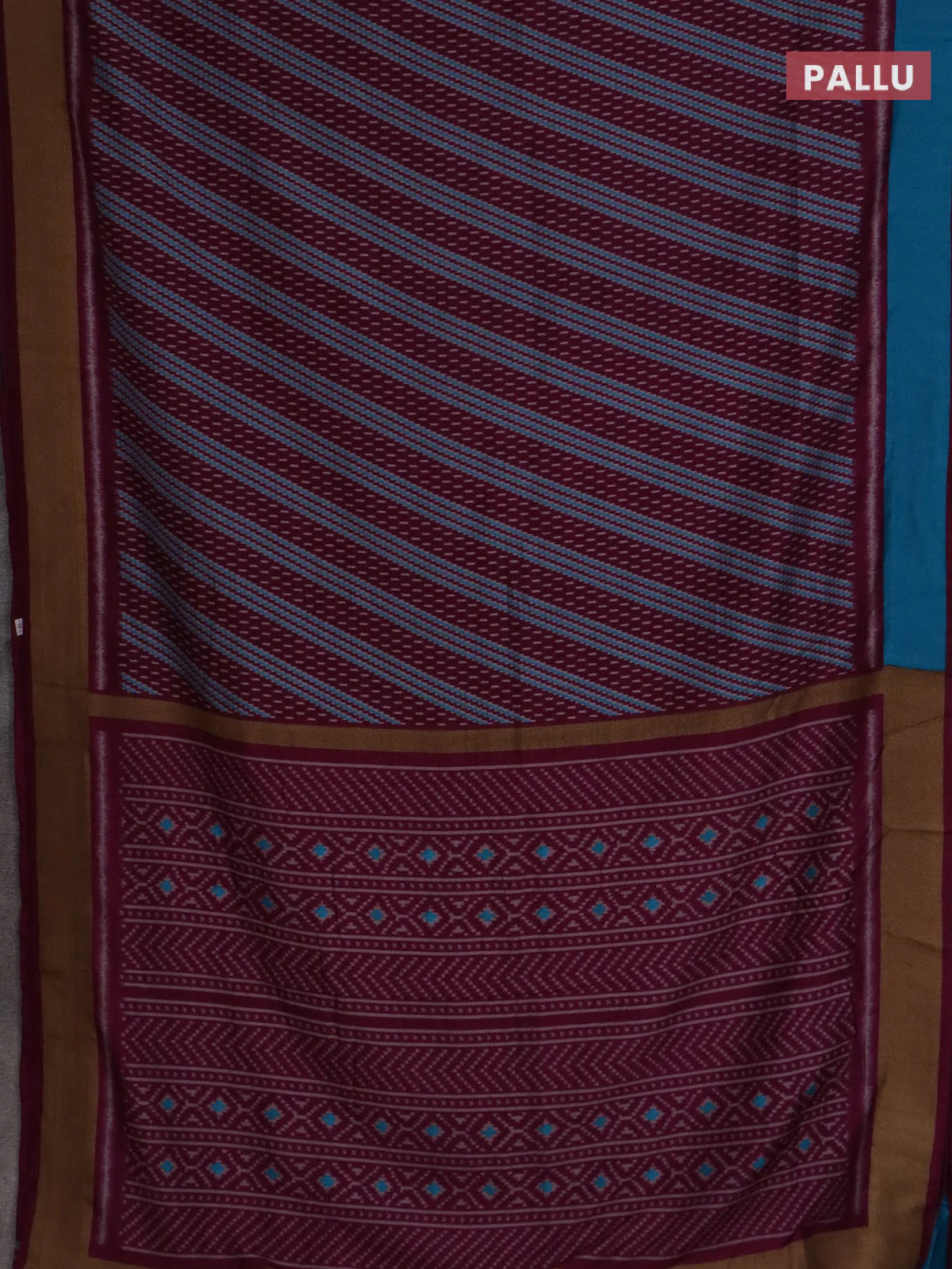 Semi patola saree wine shade with allover prints and woven border - Image 3