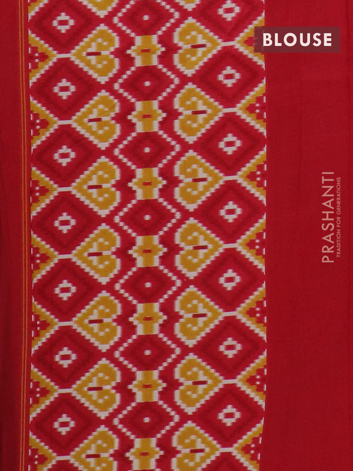Semi patola saree yellow and red with allover ikat weaves and simple border - Image 4