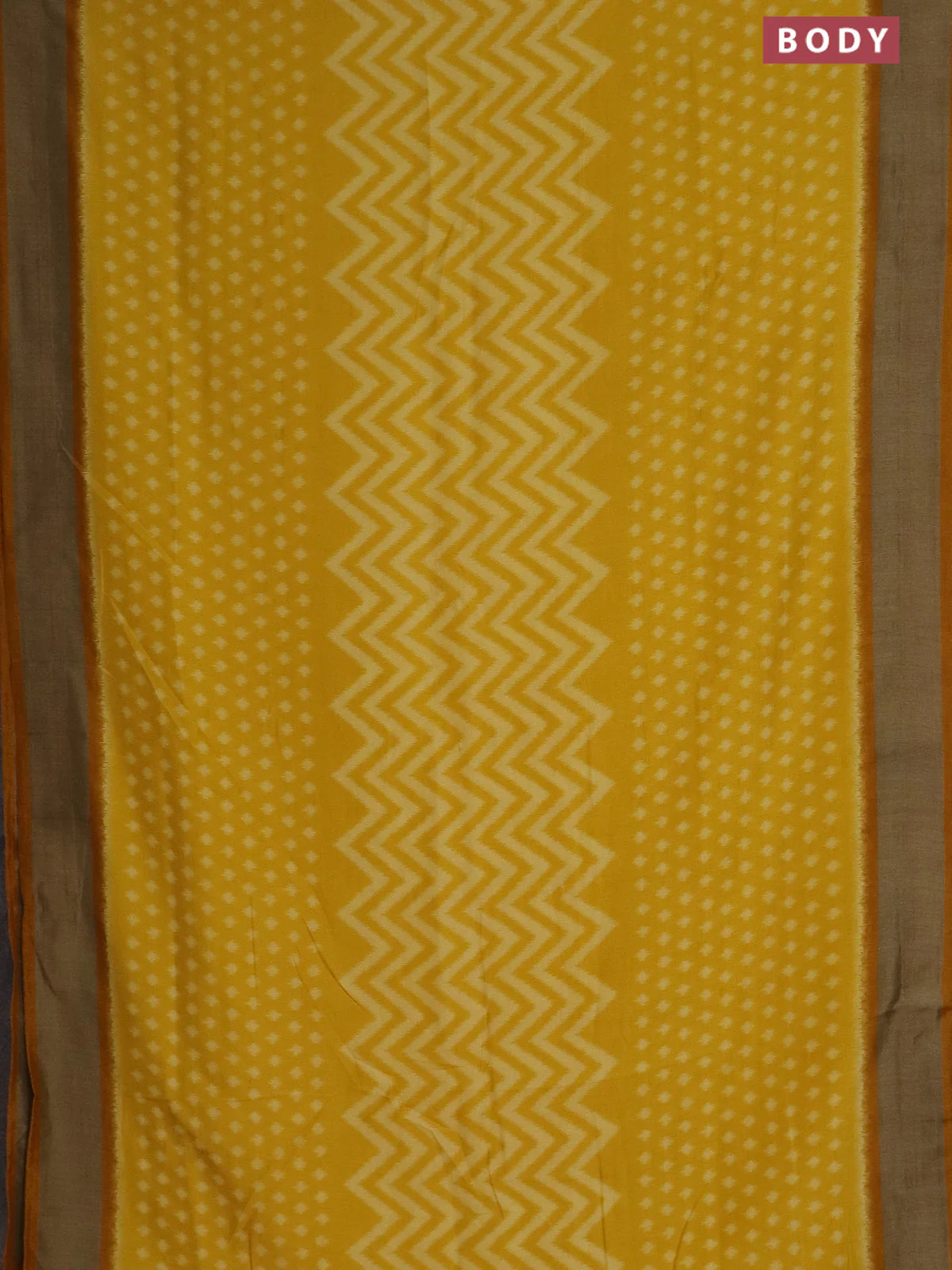 Semi patola saree yellow with allover ikat weaves and woven border - Image 2